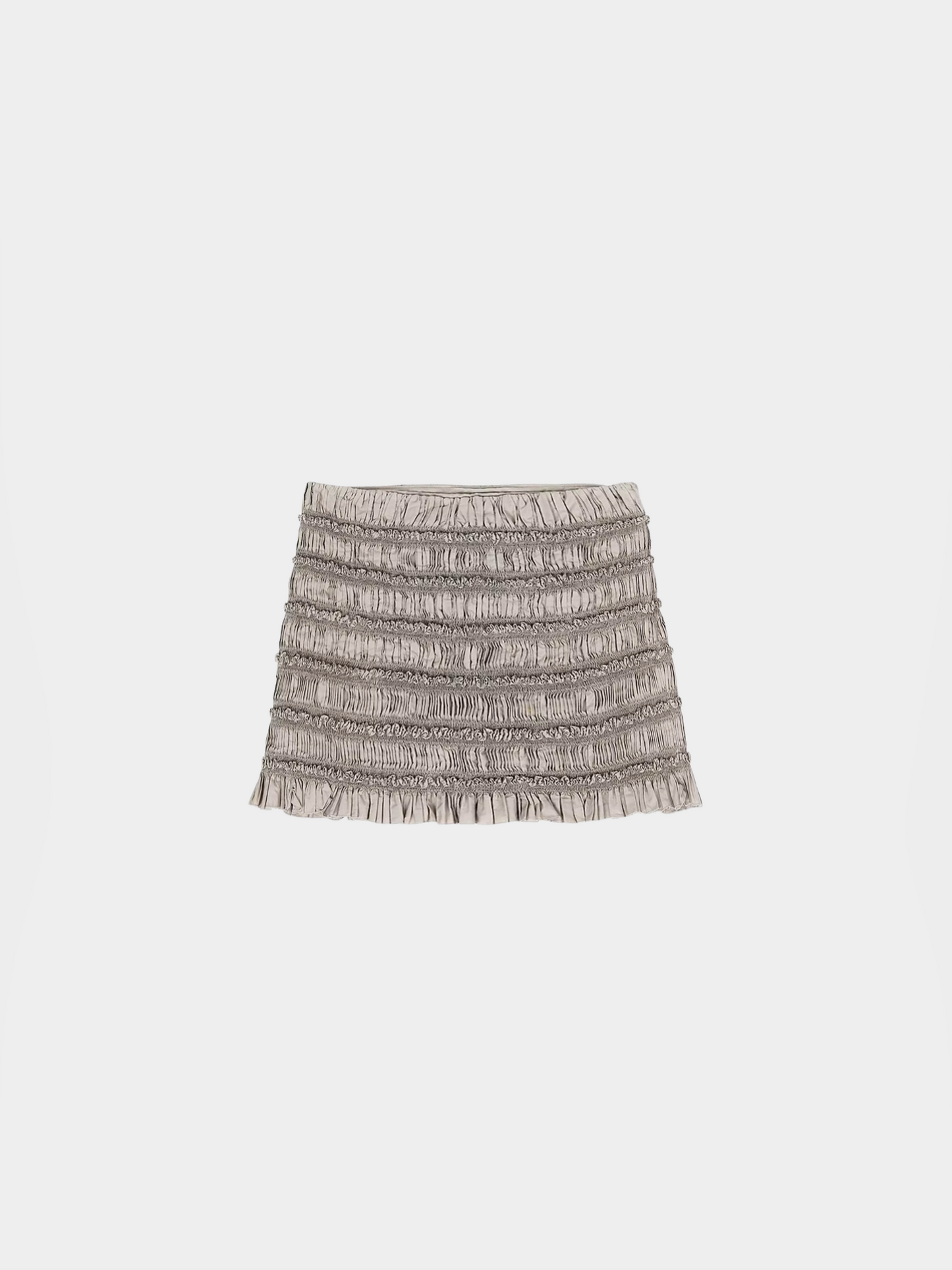 Chloe 2000s Silver Shirred Ruffle Mini Skirt