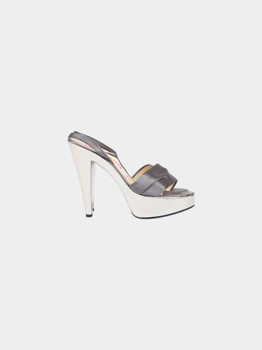 Miu Miu SS 1998 Grey Satin Heels