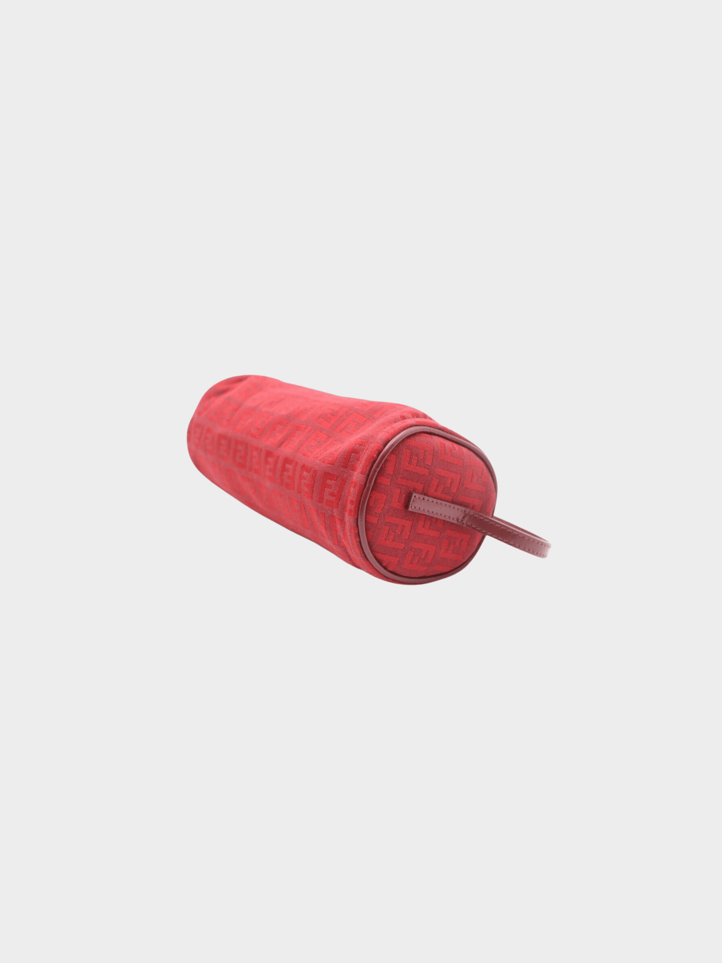 Fendi 2000s Cherry Red Zucchino Barrel Pochette Bag
