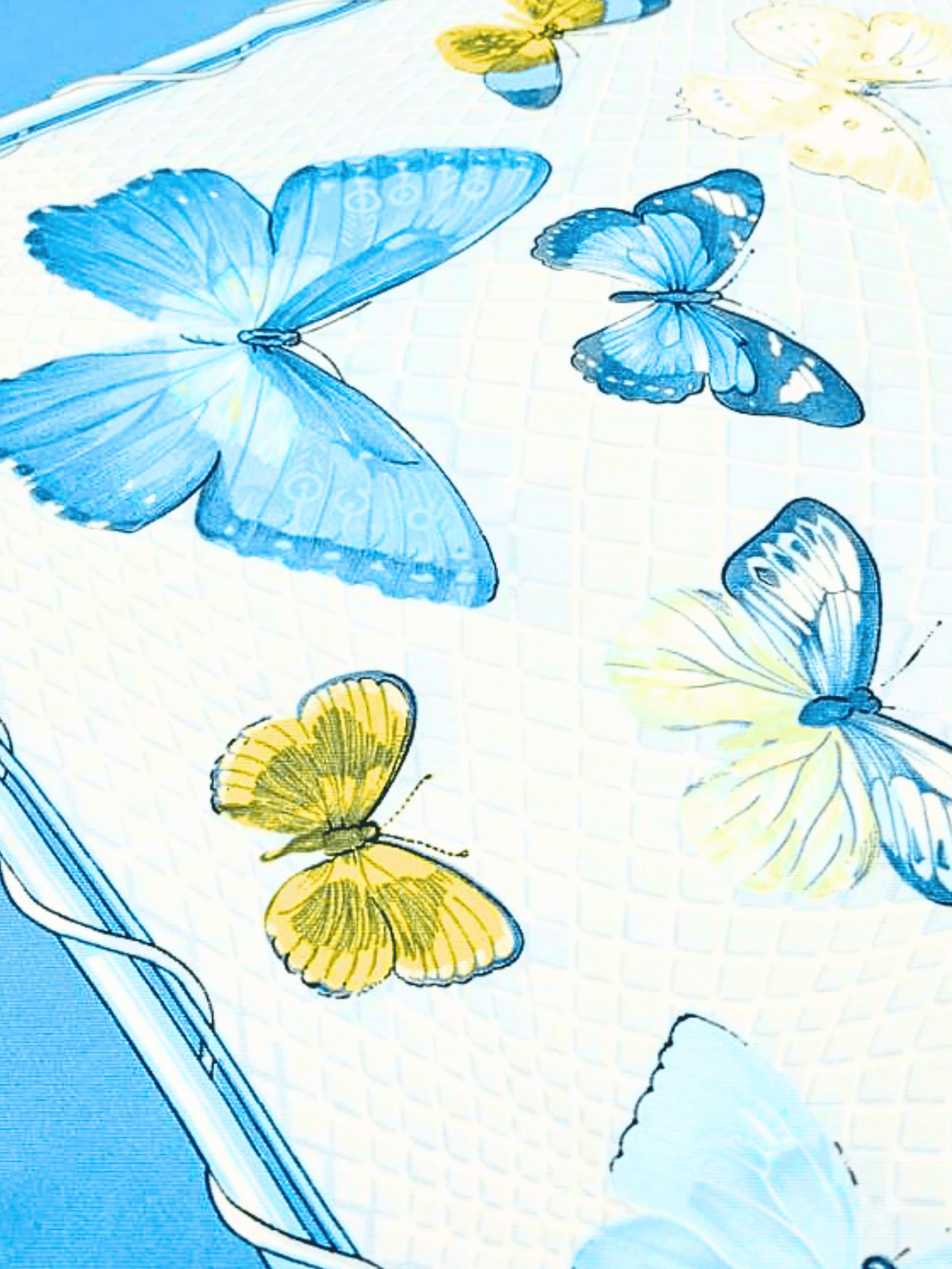 Hermes 2000s Multicolor Blue Butterfly Silk Carré 90 Scarf