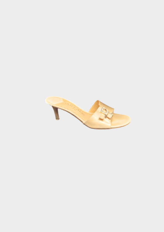 Louis Vuitton 2000s Light Peach Dice Kitten Mules