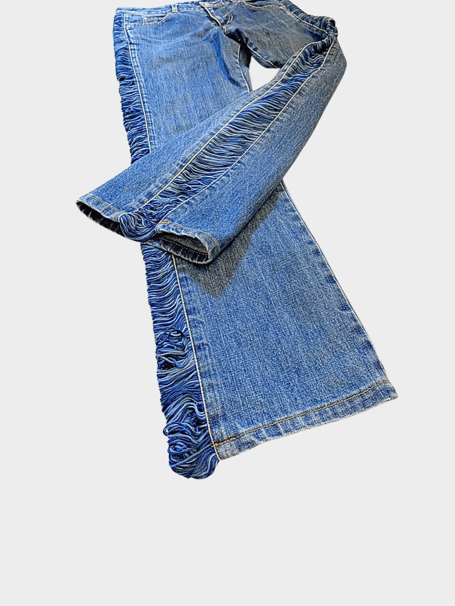 Jean Paul Gaultier 2000s Blue Denim Fringe Jeans