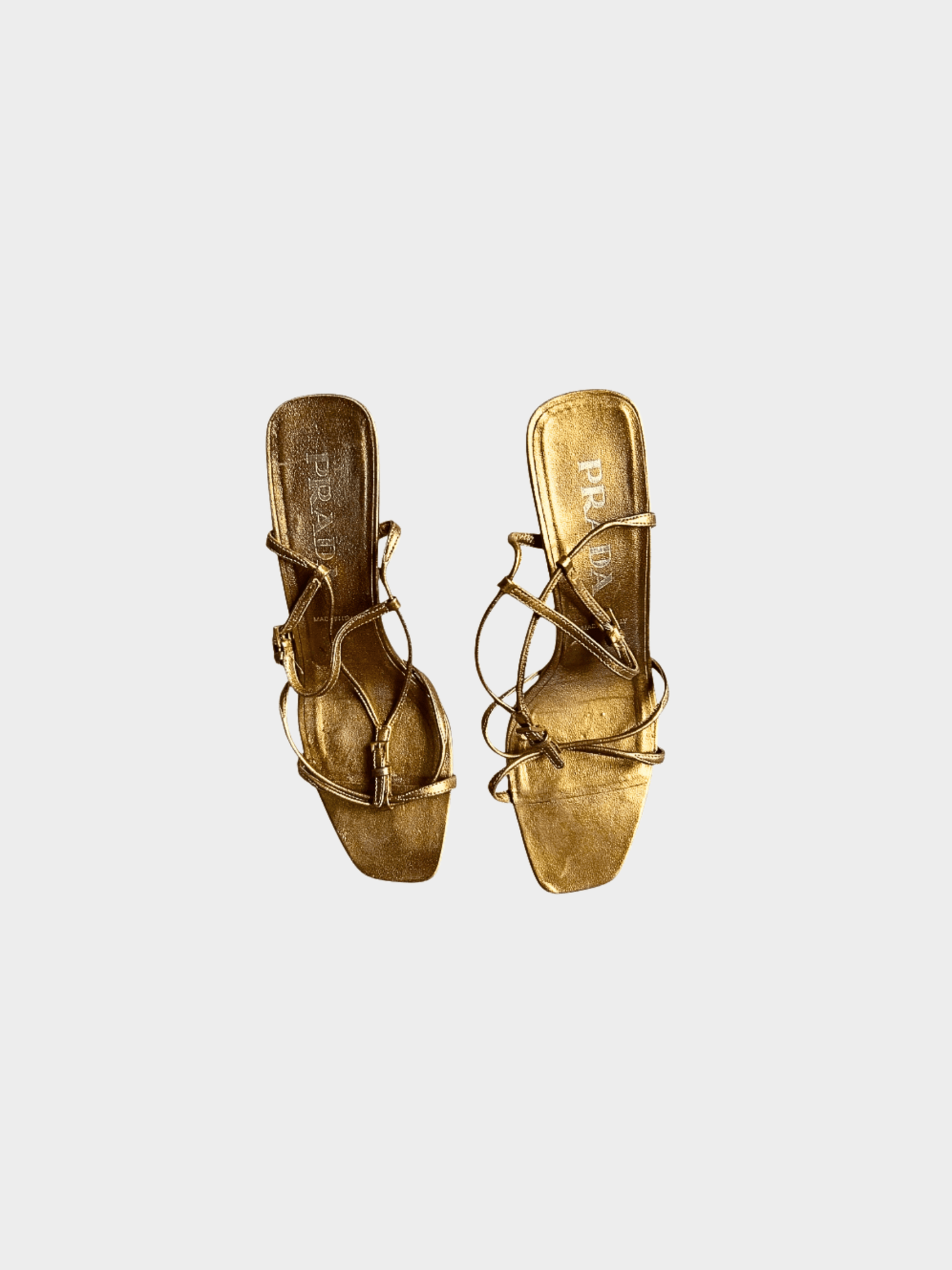 Prada 2000s Bronze Metallic Sandal Heels