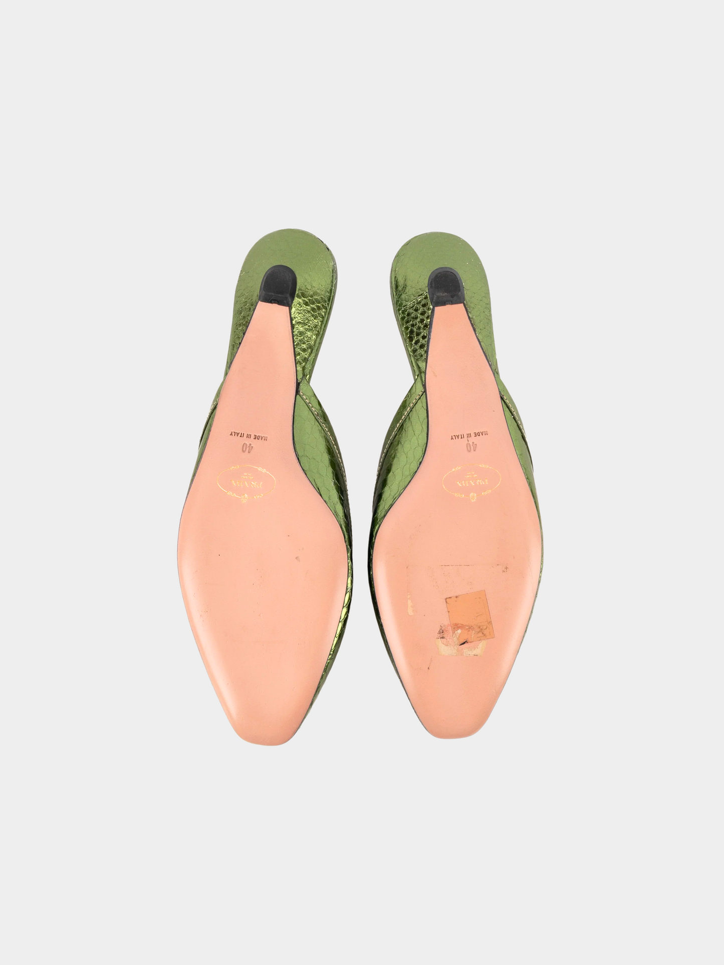 Prada 2000s Green Python Rhinestone Mules