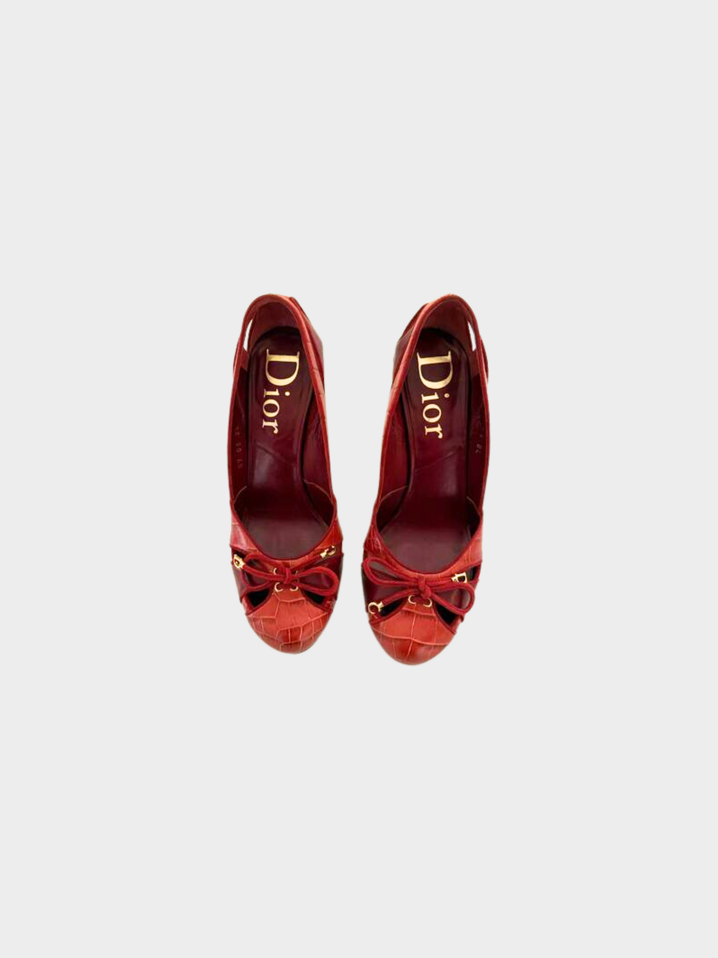Christian Dior 2000s Red Snakeskin Ribbon Pumps