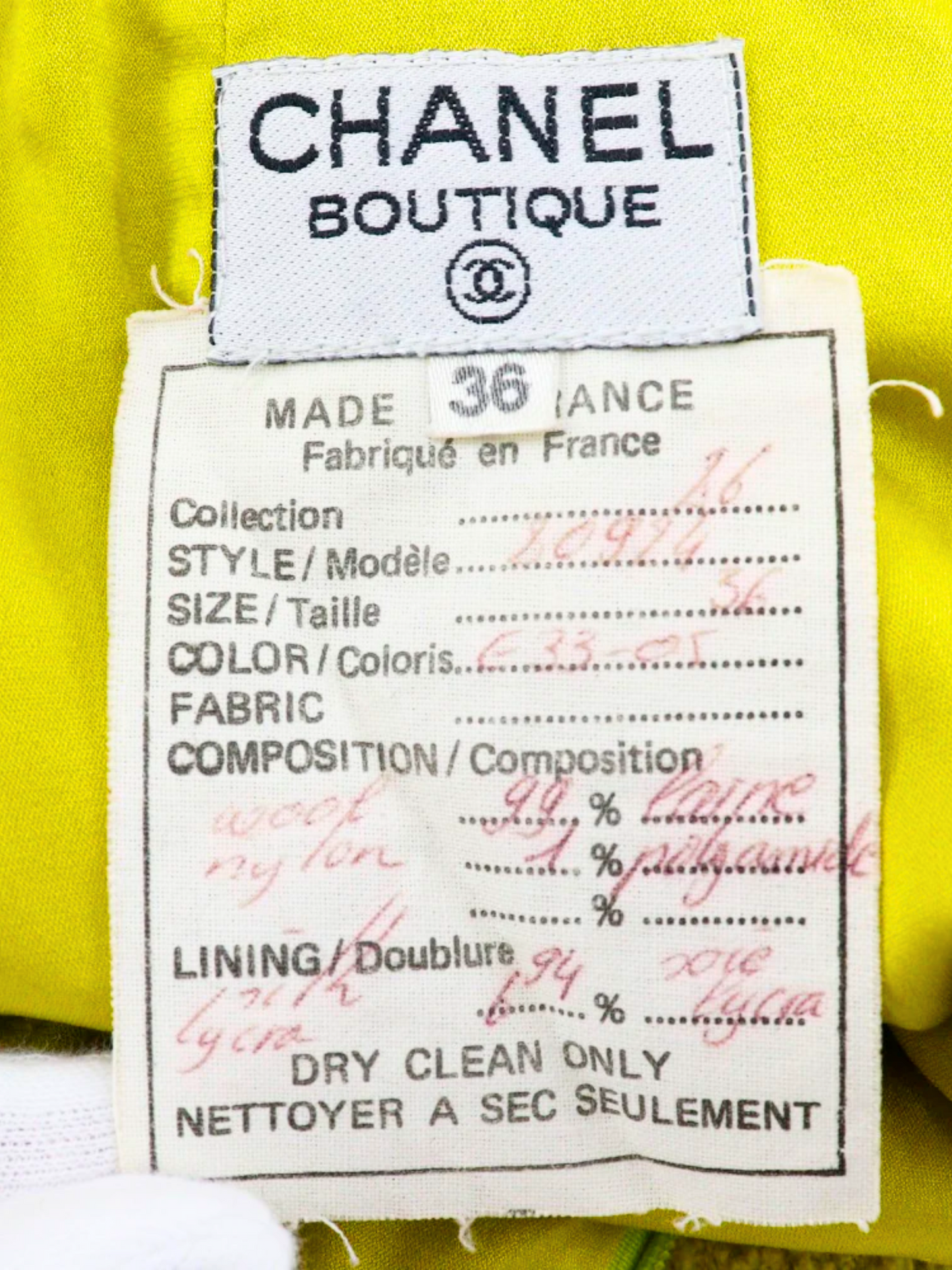 Chanel 1990s Yellow Wool Jacket and Flared Skirt Set
