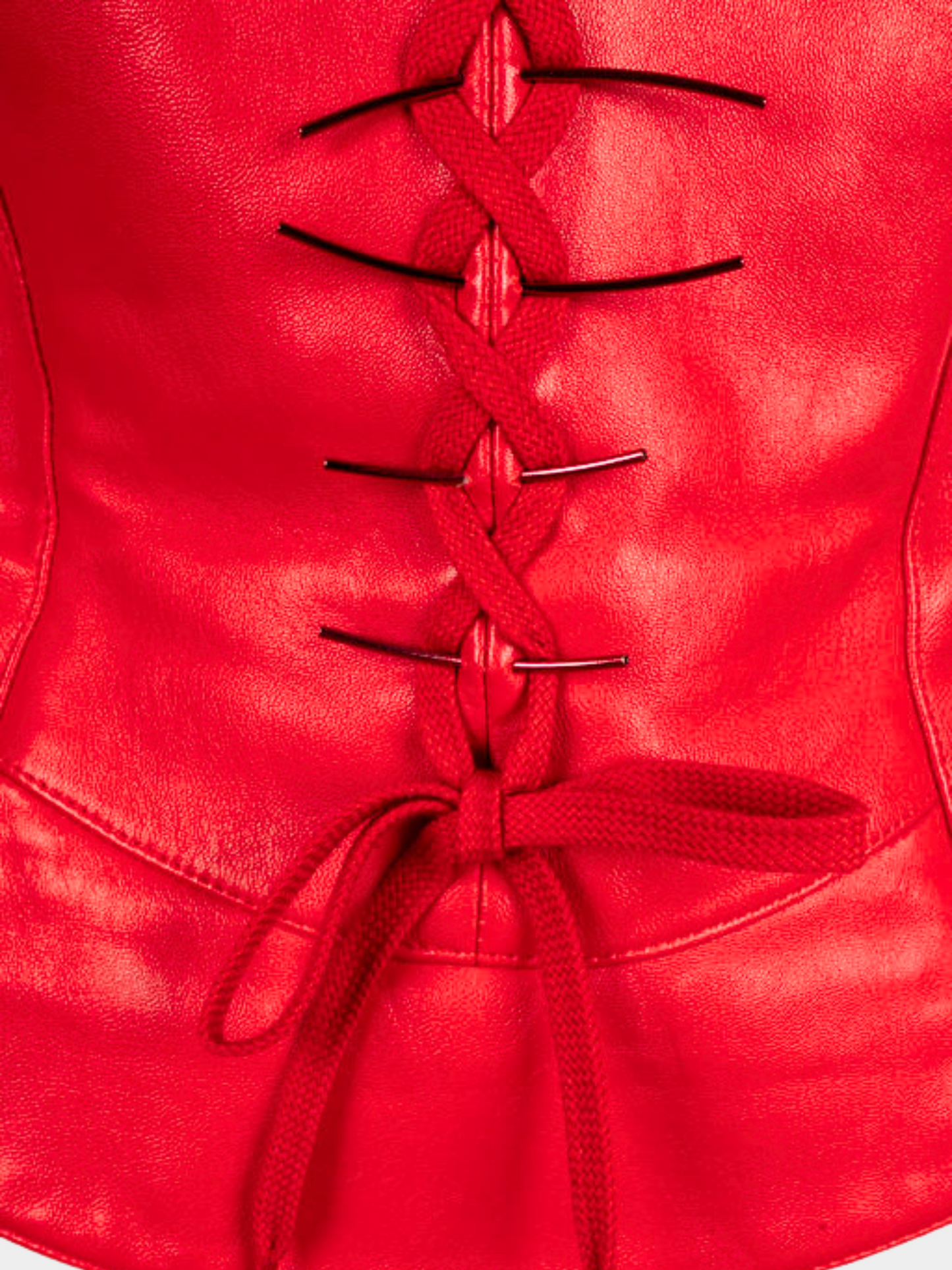 Thierry Mugler 2000s Red leather bustier and jacket Blazer Set