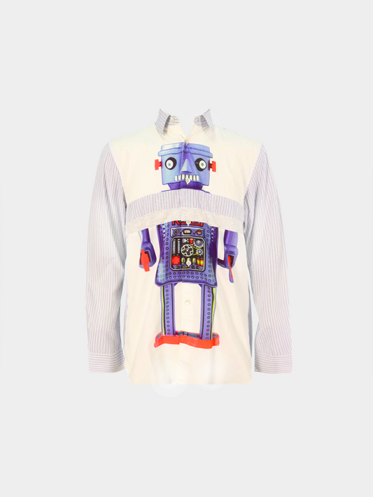 COMME des GARCONS 2010s White Robot Button Down Shirt