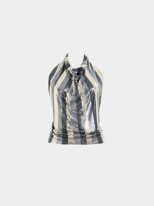 Gianni Versace FW 1983 Multicolor Oroton chainmail halter top