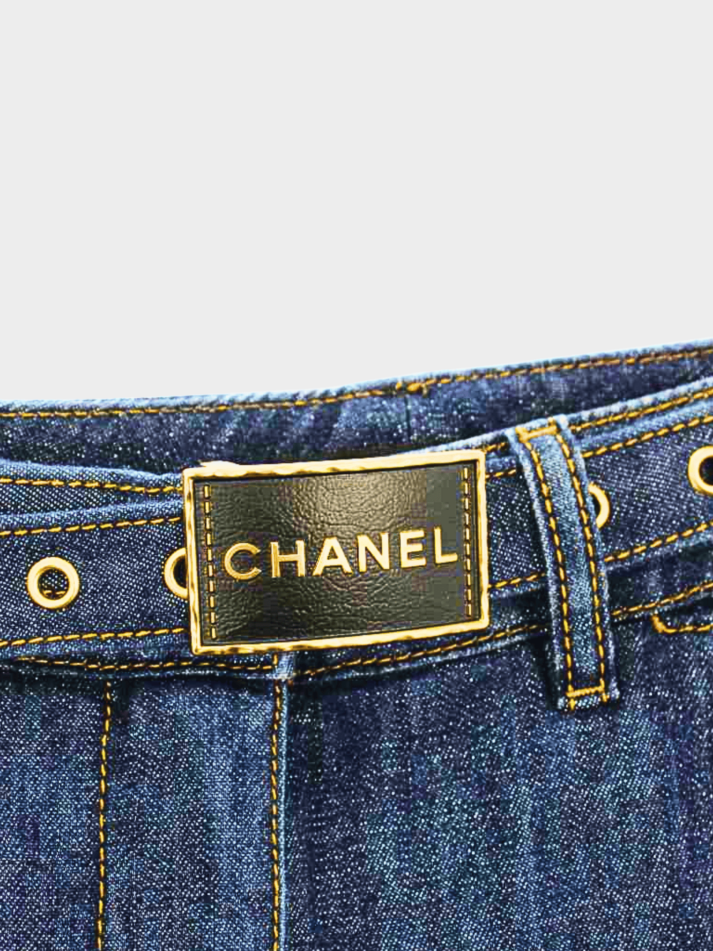 Chanel SS 2023 Blue Denim Wide Leg Jeans