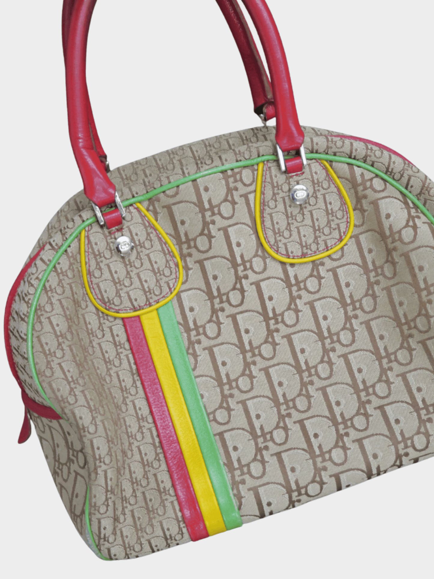 Christian Dior 2004 Beige Rasta Bowling Bag