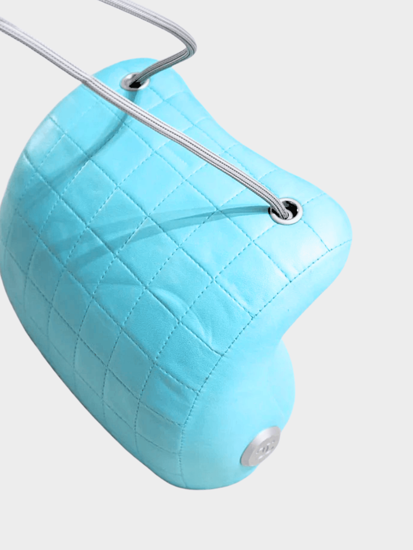 Chanel 1999 Rare Bum Aqua Blue Leather Shoulder Bag