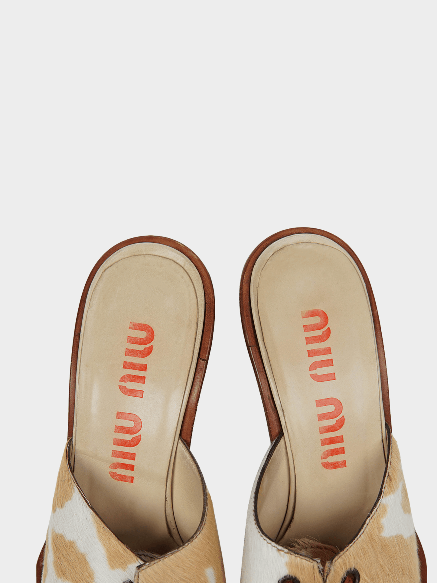 Miu Miu SS 1998 Beige Cowhide Wooden Heels