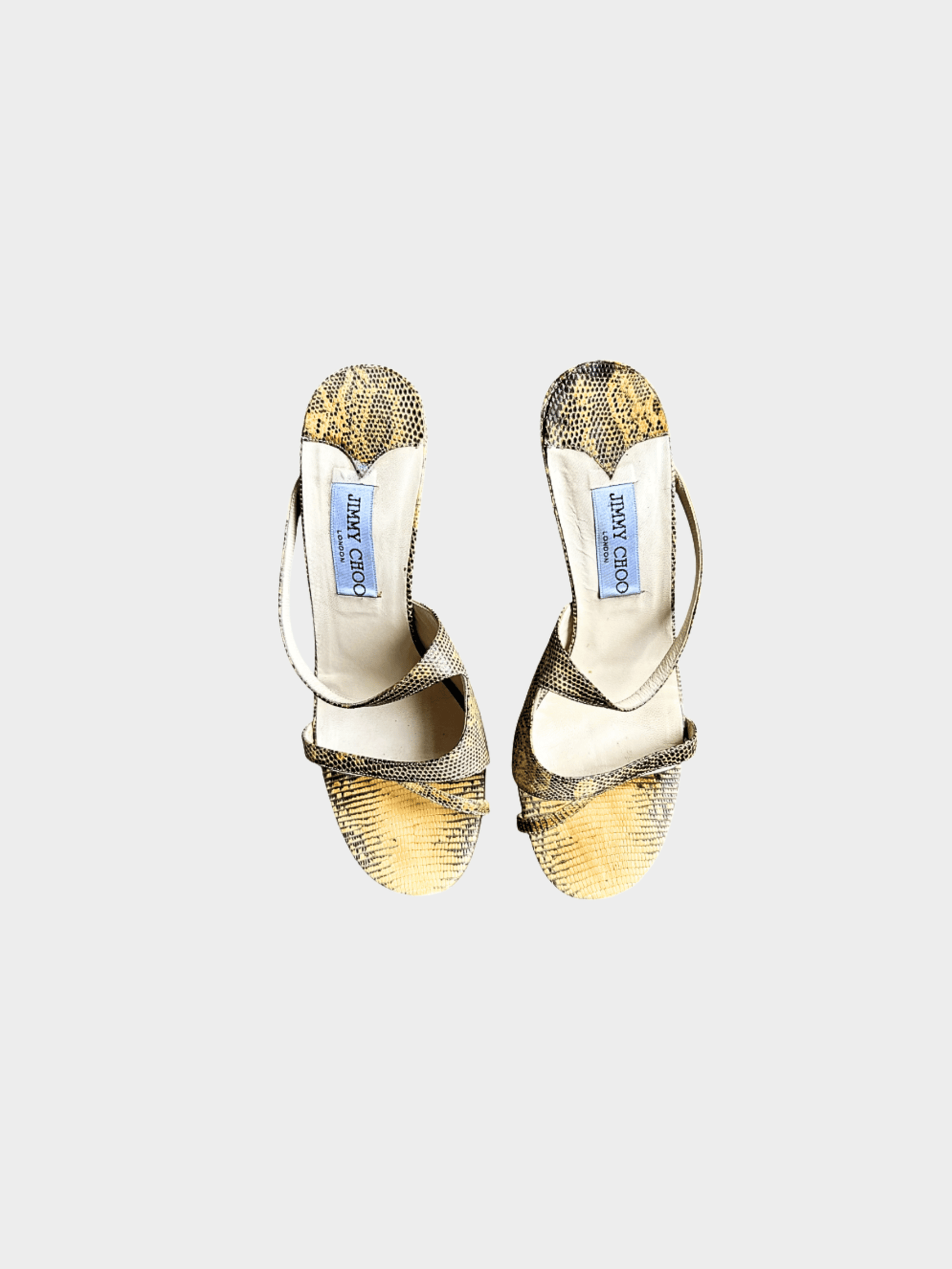 Jimmy Choo 2000s Yellow Python Strappy Heels