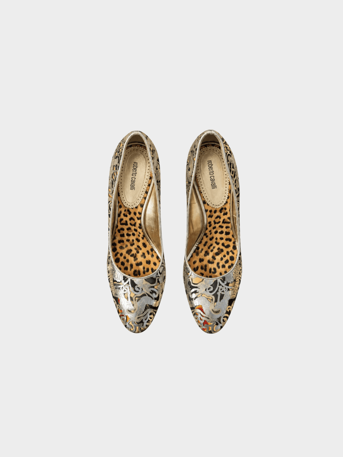 Roberto Cavalli 2000s Silver Cutout Pumps