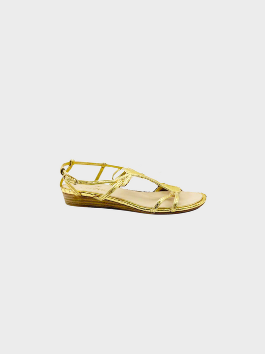 Chanel Cruise 2000s Gold Python Strap Sandals