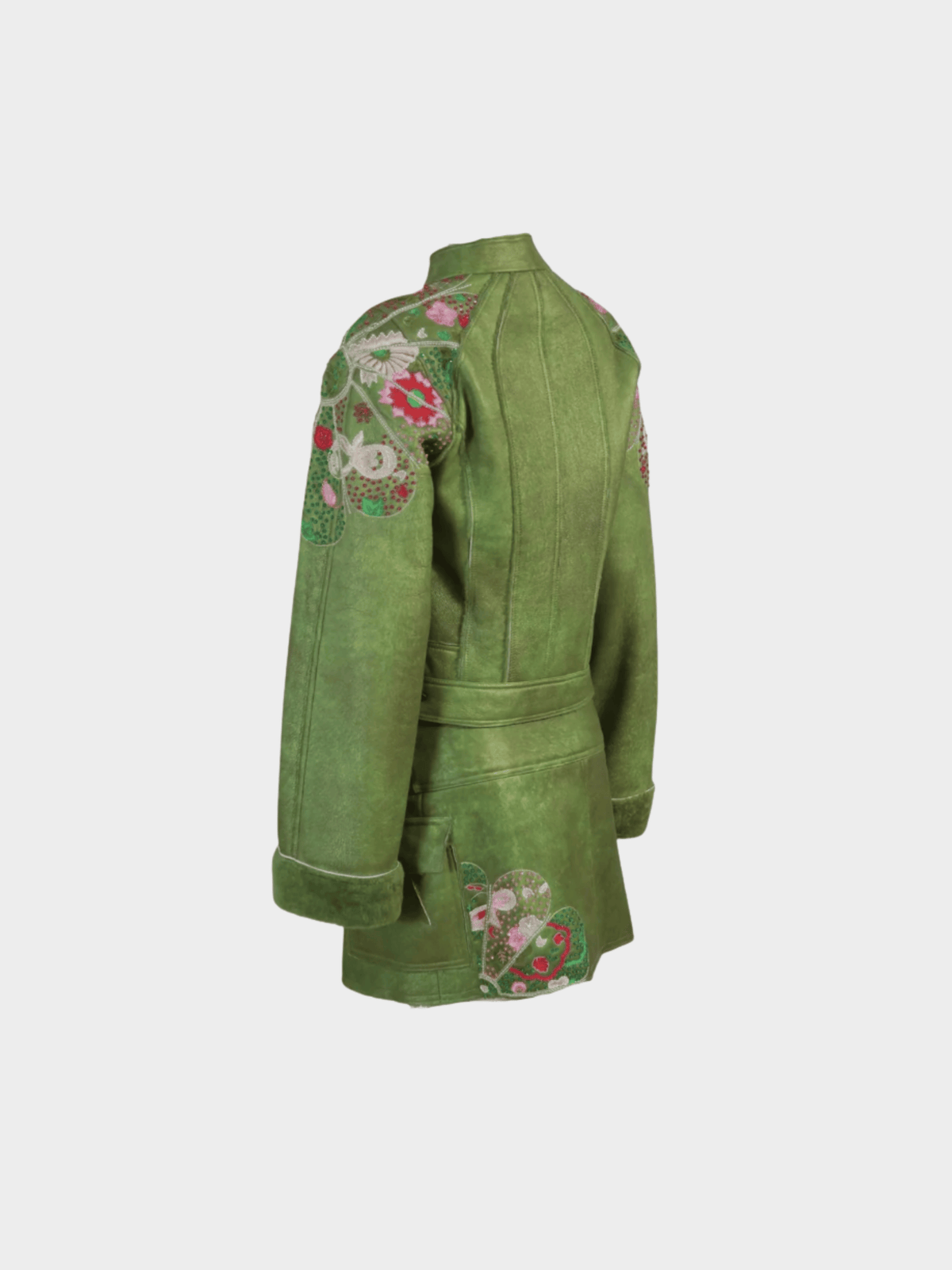 John Galliano FW 2005 Green Shearling Beaded Set