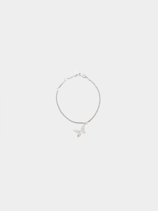 Christian Dior 2010s Silver Butterfly Logo Chain Bracelet