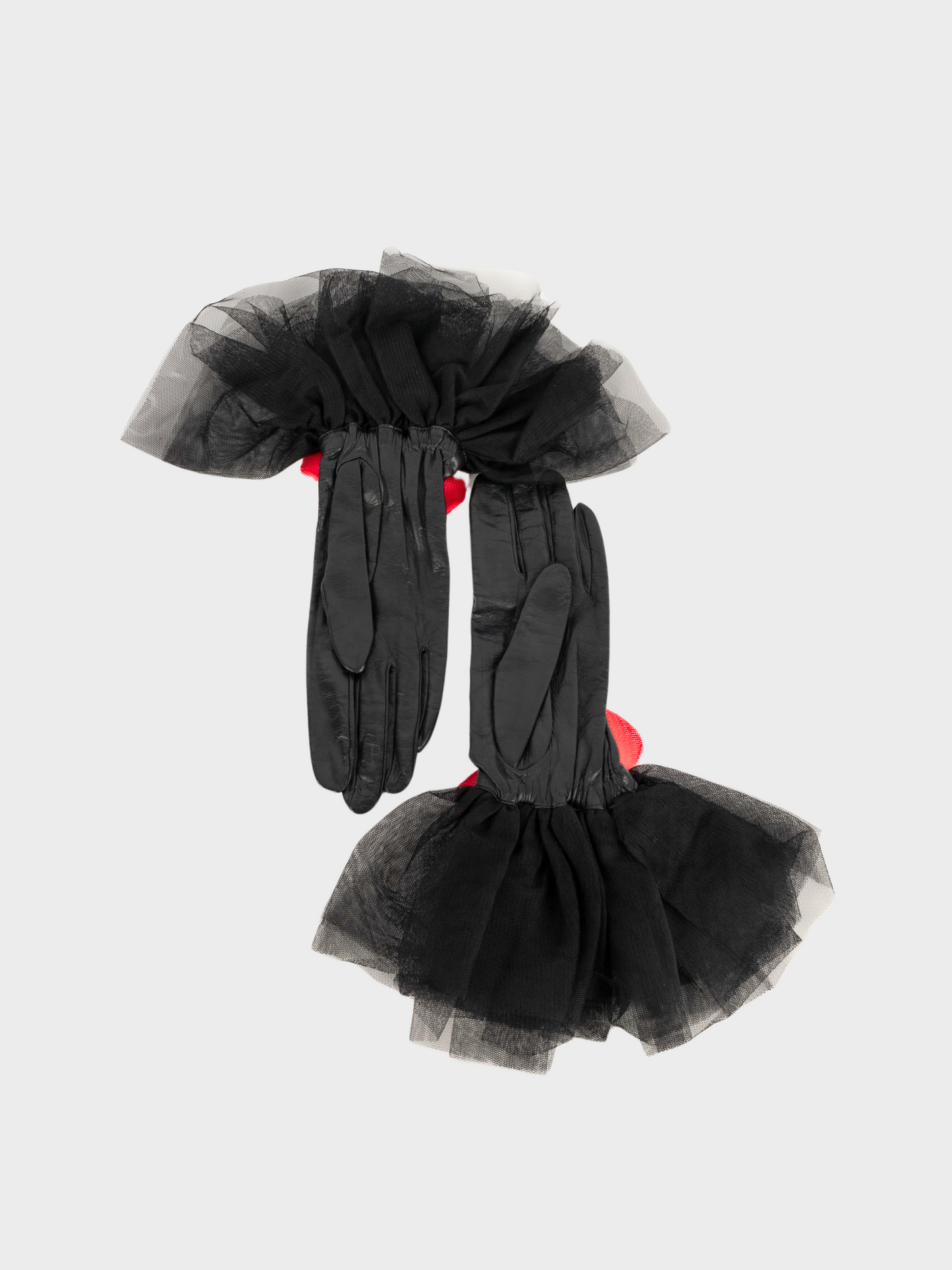 Yves Saint Laurent 1970s Black Leather Poppy Gloves