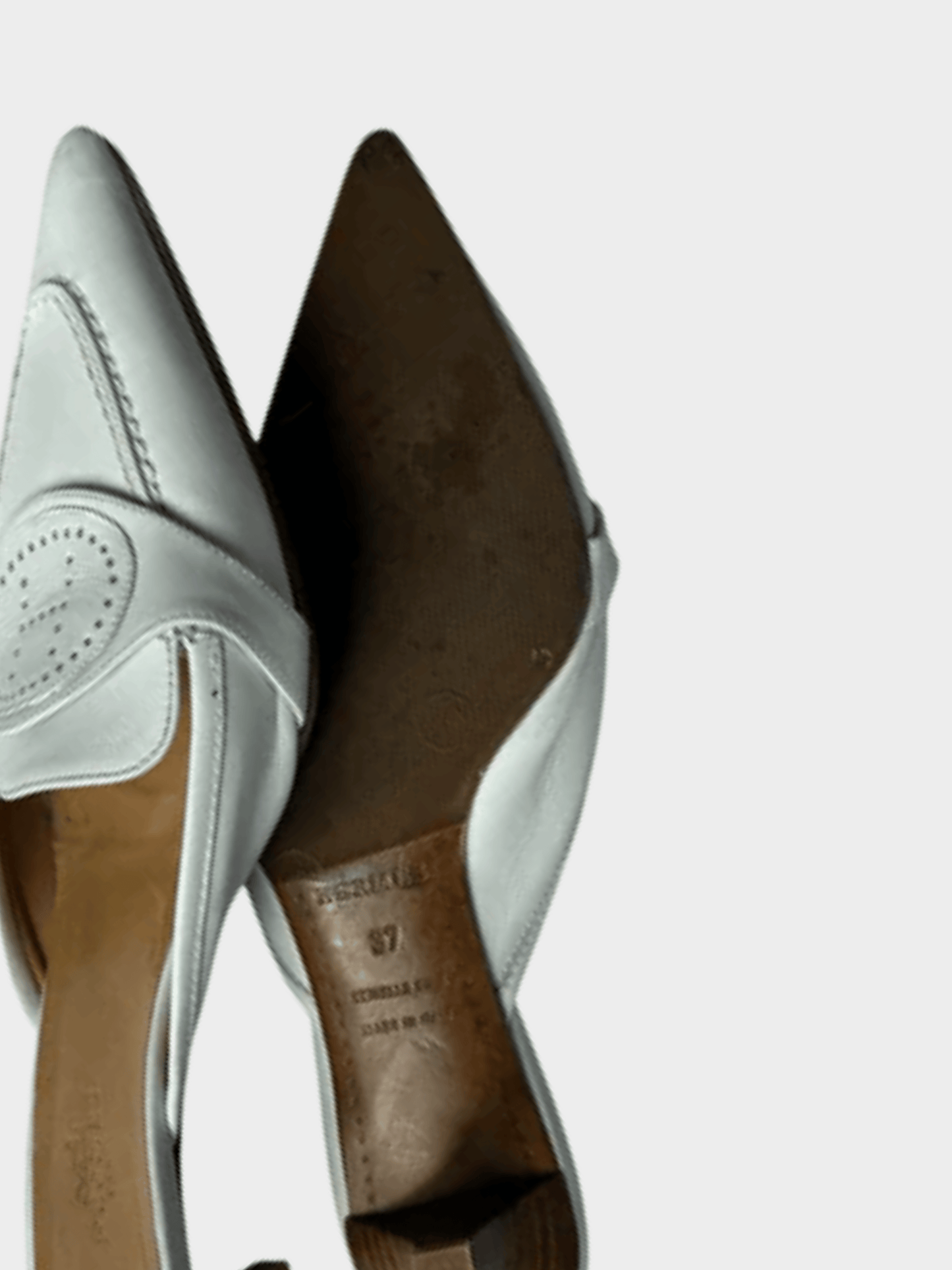 Hermes 2000s White Pointed Toe Mule