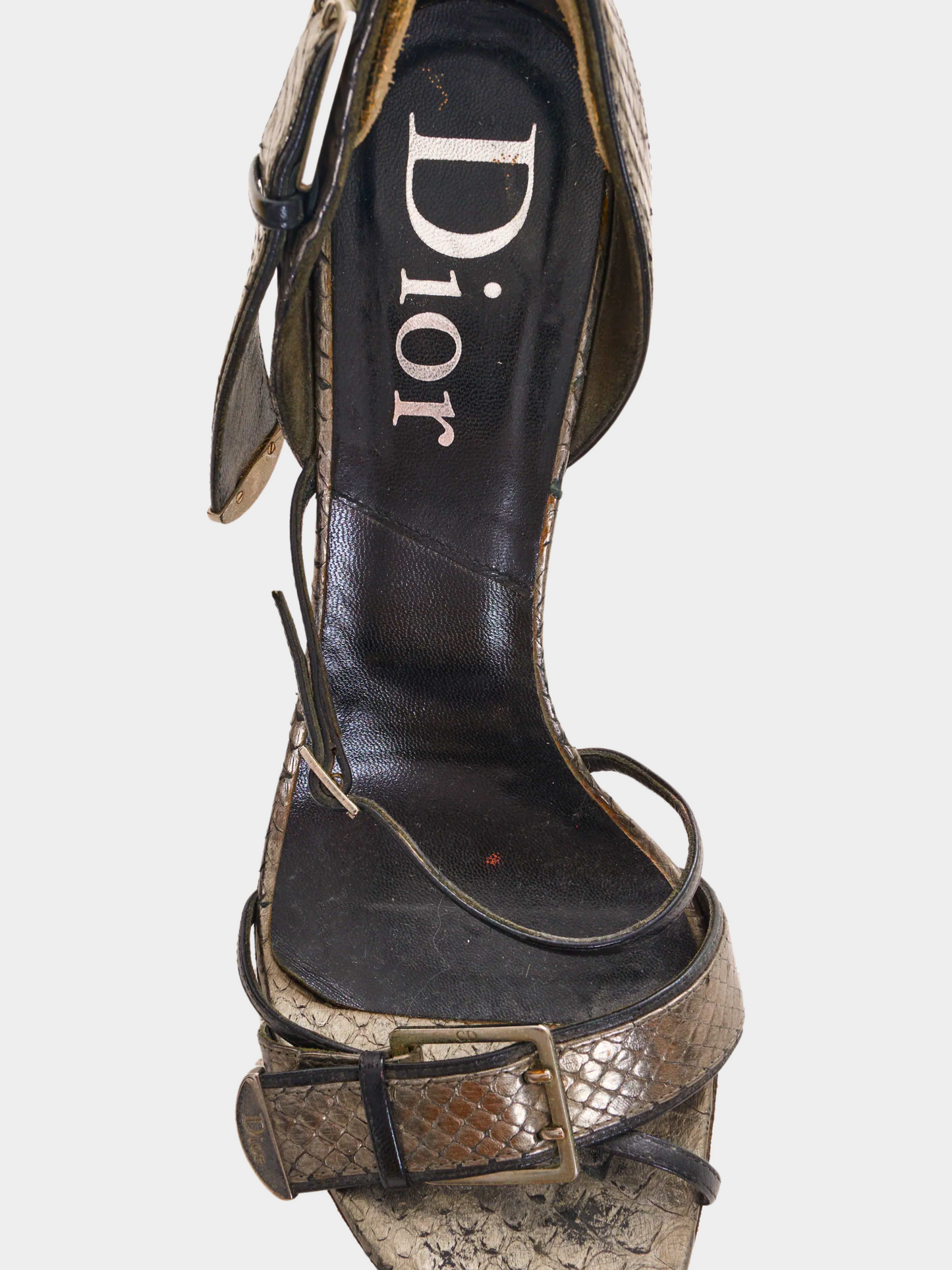Christian Dior by John Galliano 2000s Silver crocodile buckle Heels