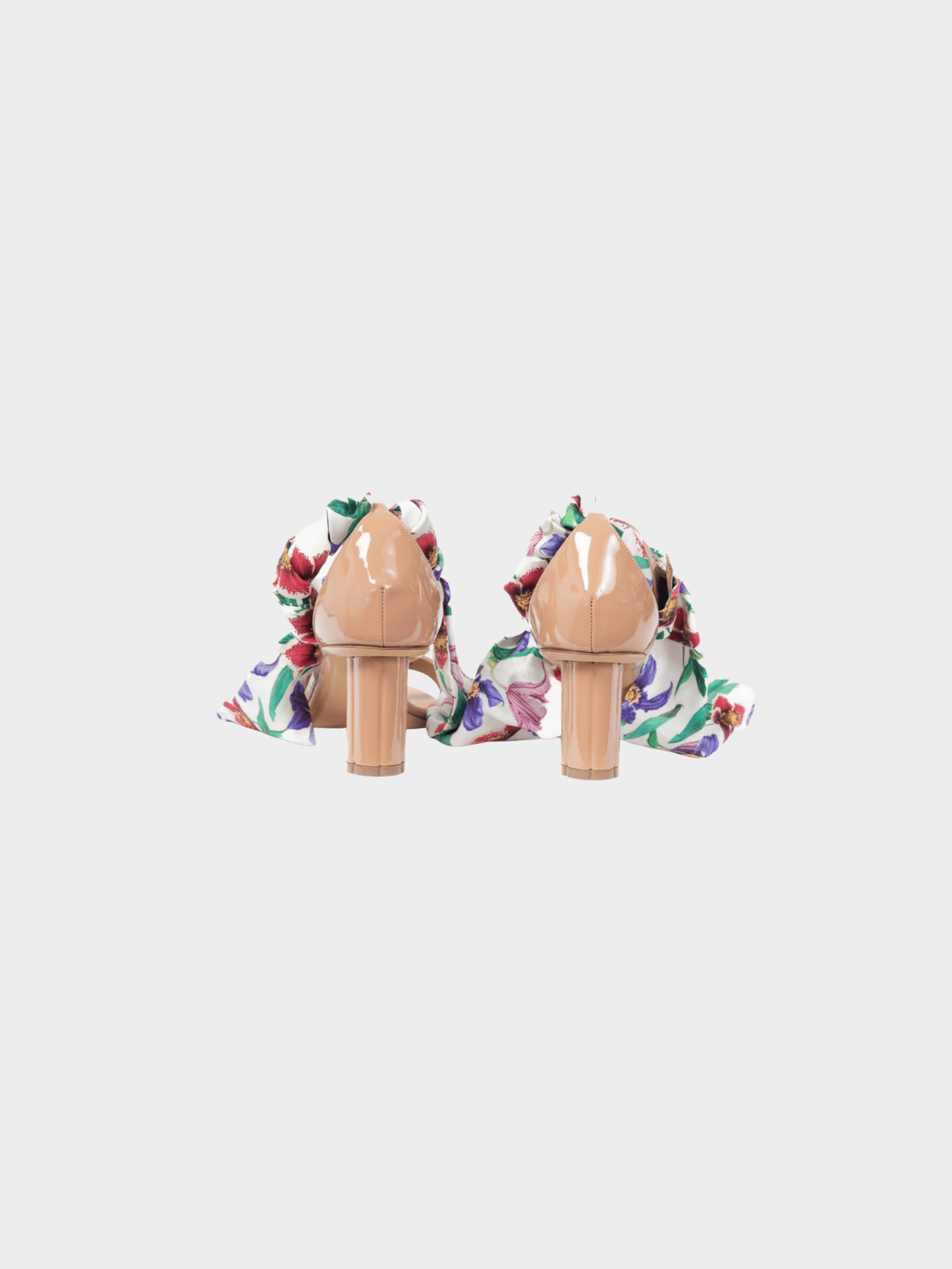 Salvatore Ferragamo SS 2018 Tursi Nude Patent Leather Floral-Tie Sandals
