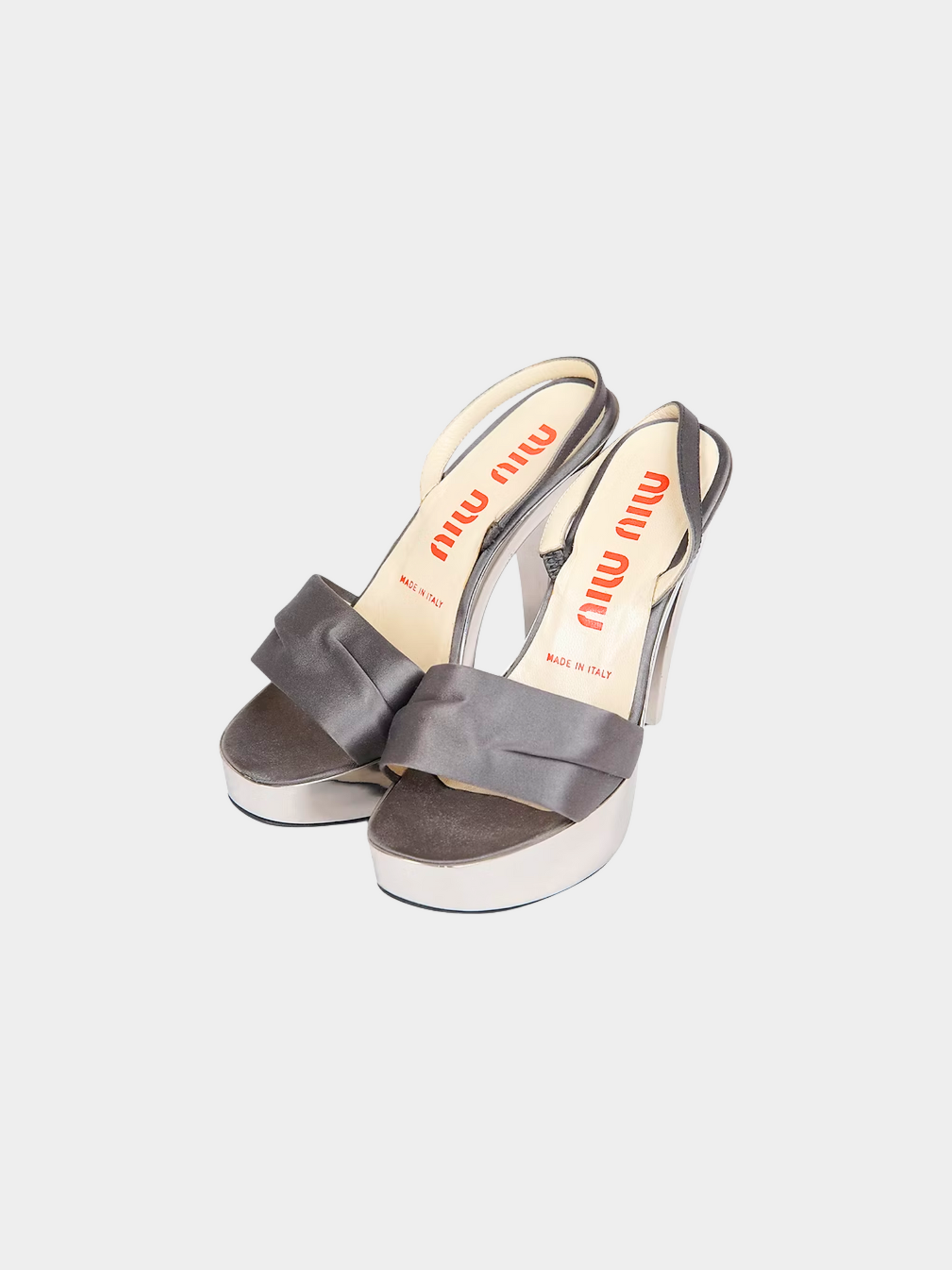 Miu Miu SS 1998 Grey Satin Heels