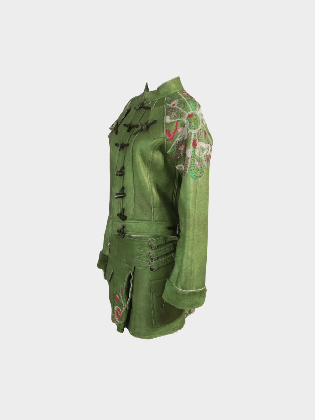 John Galliano FW 2005 Green Shearling Beaded Set