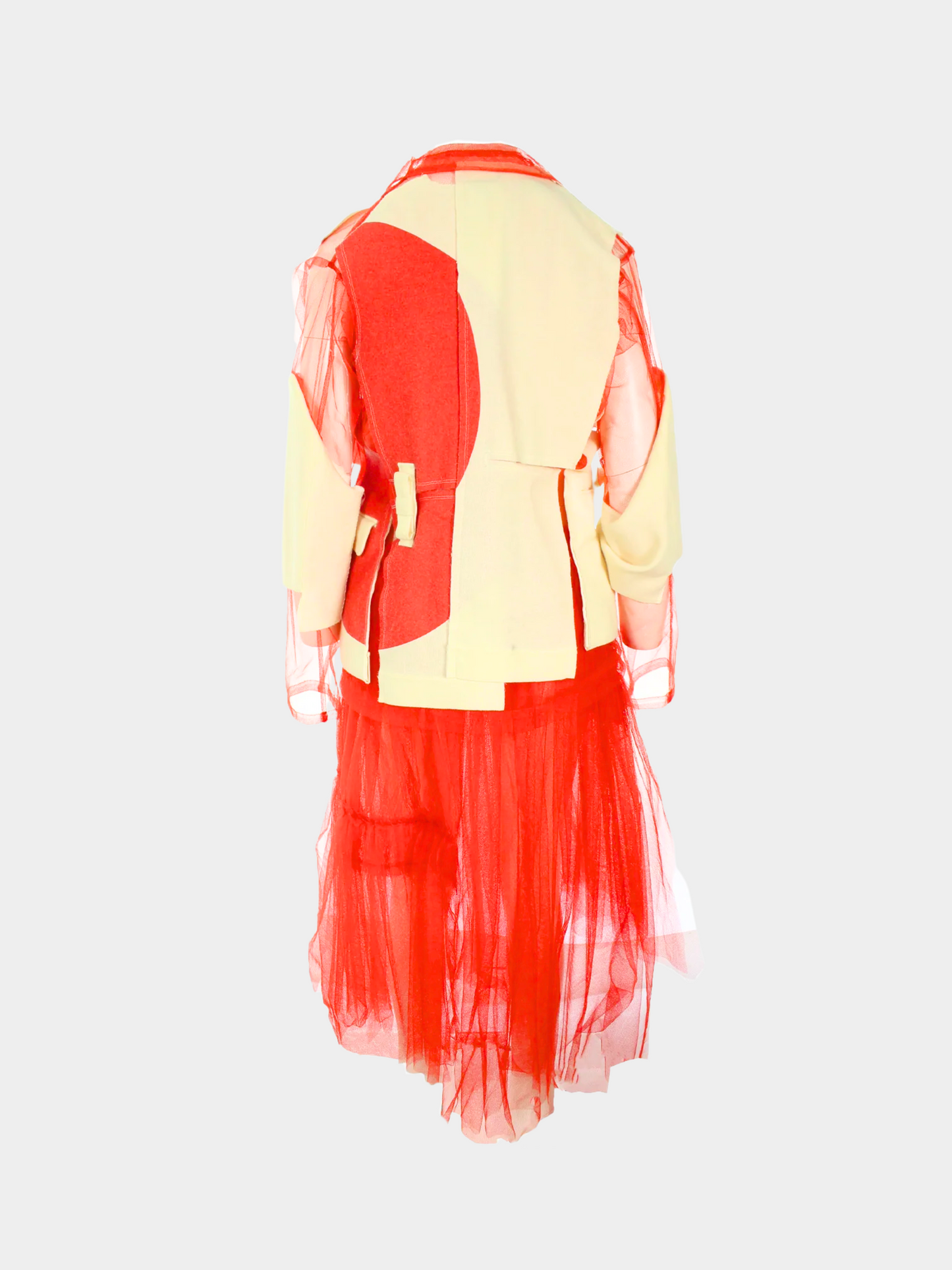 Comme Des Garcons SS 2007 Red Deconstructed Blazer and Skirt Set