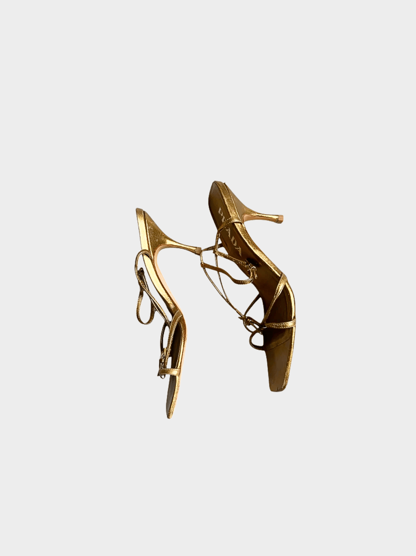 Prada 2000s Bronze Metallic Sandal Heels