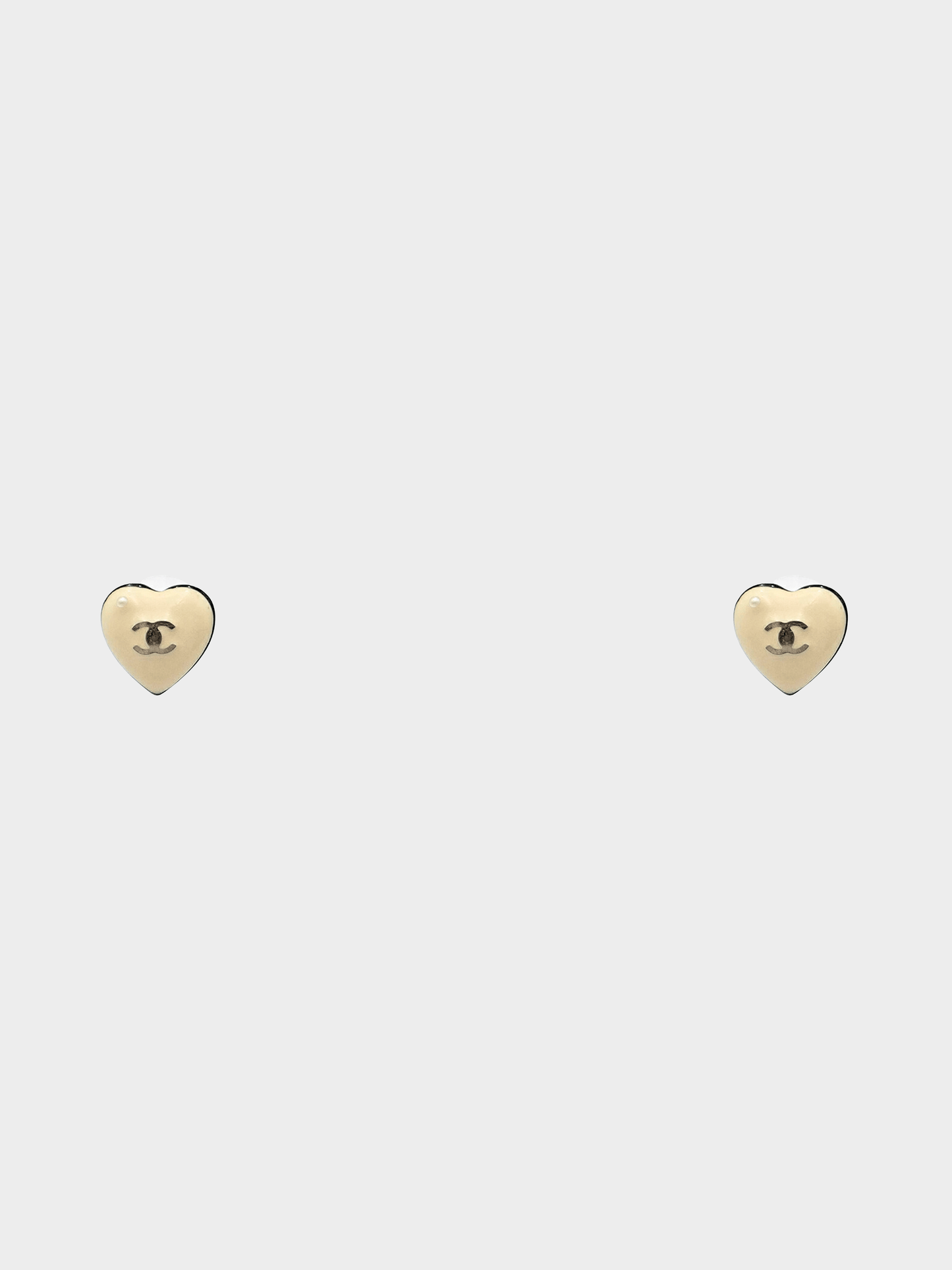 Chanel 2006 Cream Heart CC Earrings