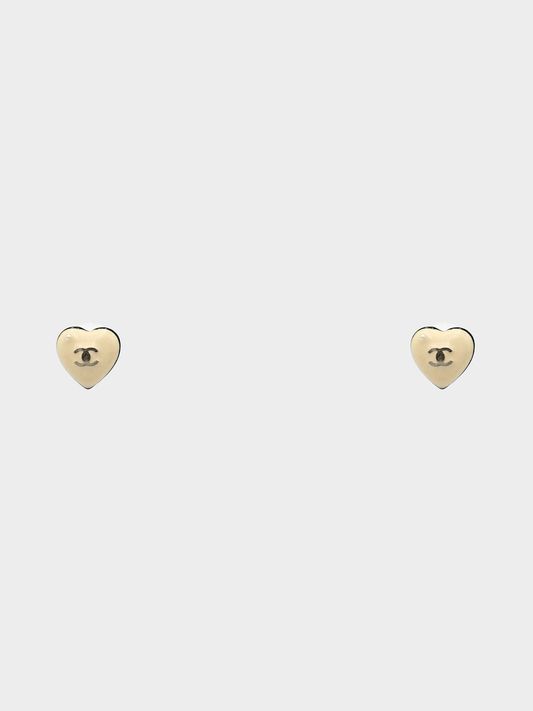 Chanel 2006 Cream Heart CC Earrings