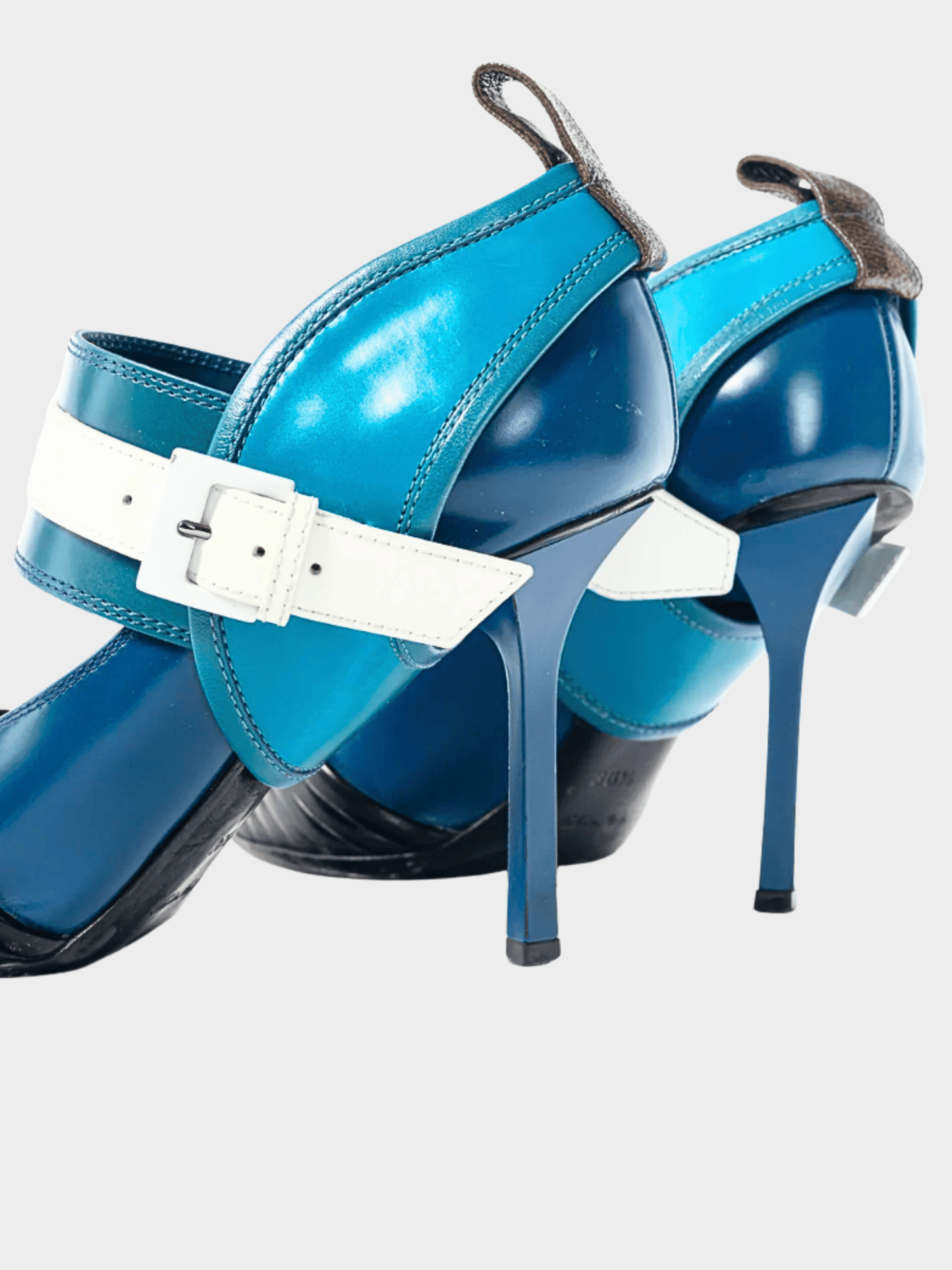 Louis Vuitton AW 2015 Runway Blue & Black Colourblock Mary Jane Heels