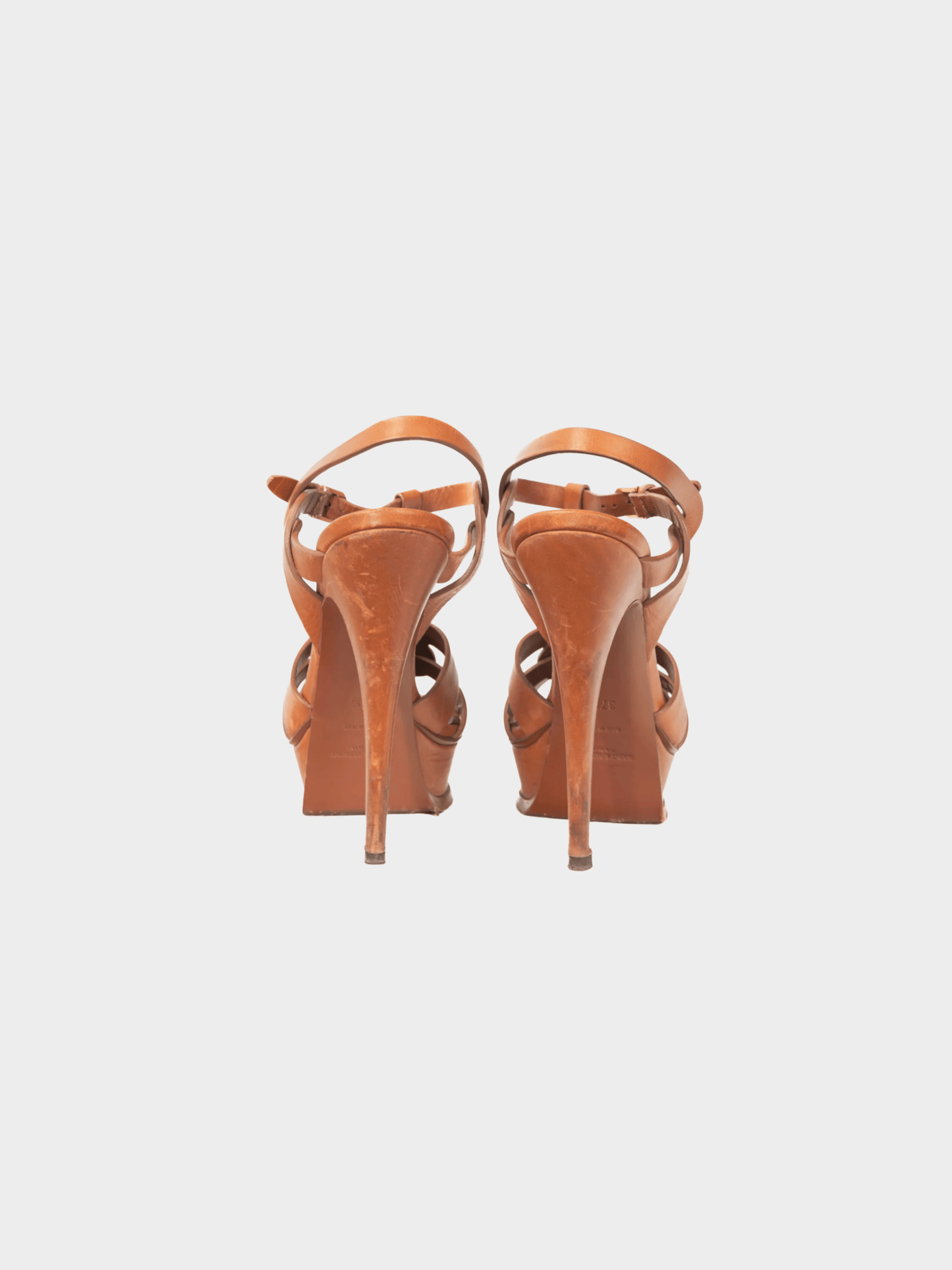 Yves Saint Laurent 2012 Tribute 105 Brown Leather Platform Sandals