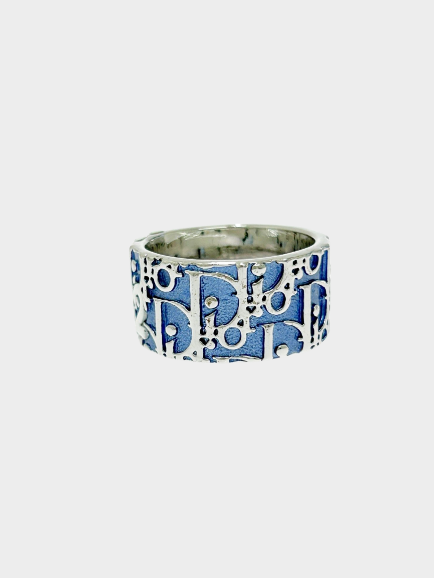 Christian Dior 2000s Blue Trotter Logo Design Ring