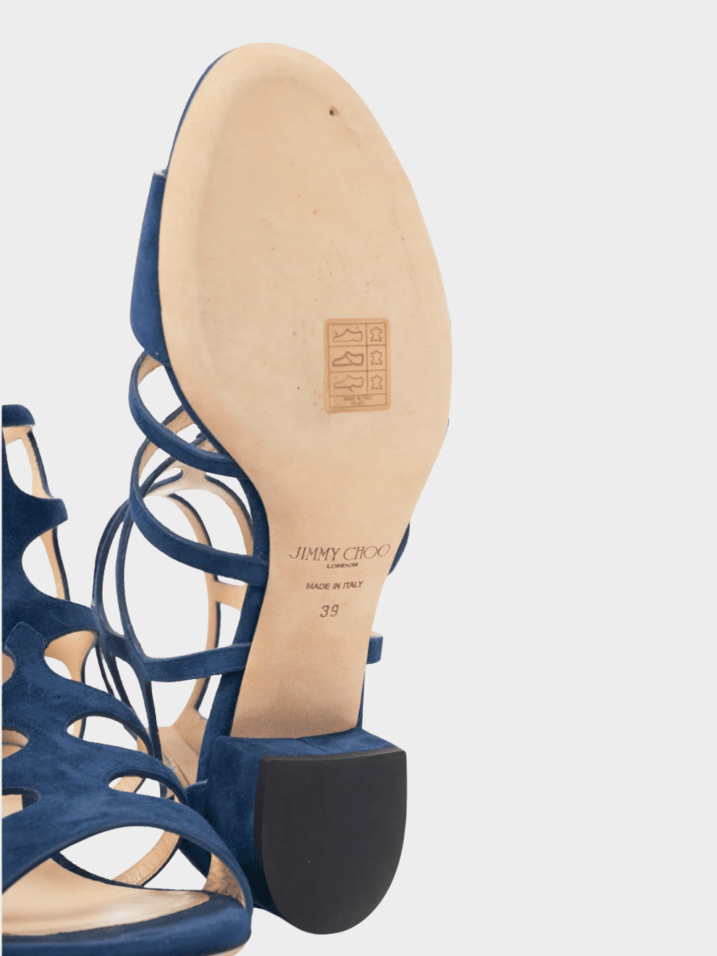 Jimmy Choo 2010s Ren 35 Pacific Suede Cage Sandals