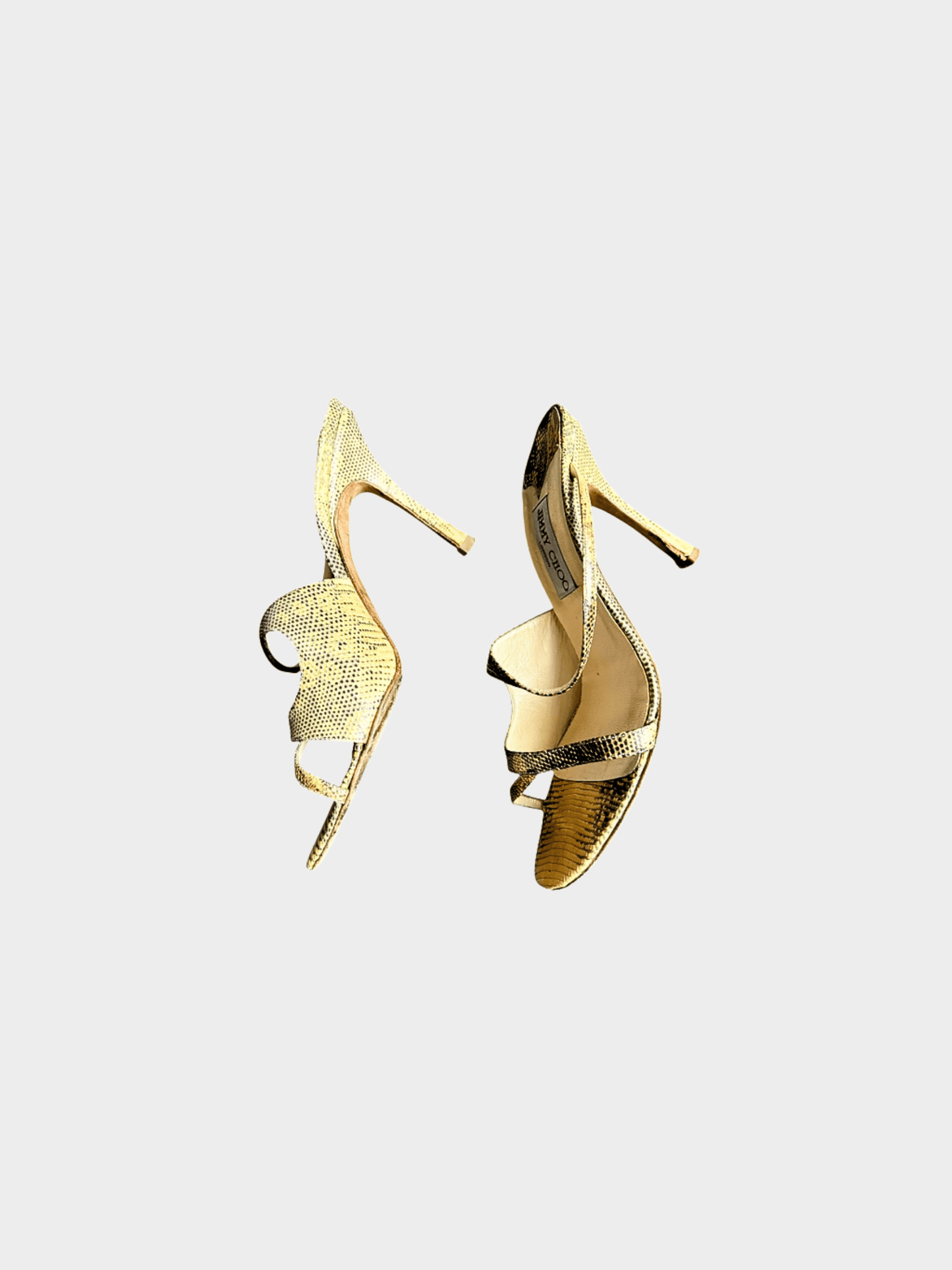 Jimmy Choo 2000s Yellow Python Strappy Heels