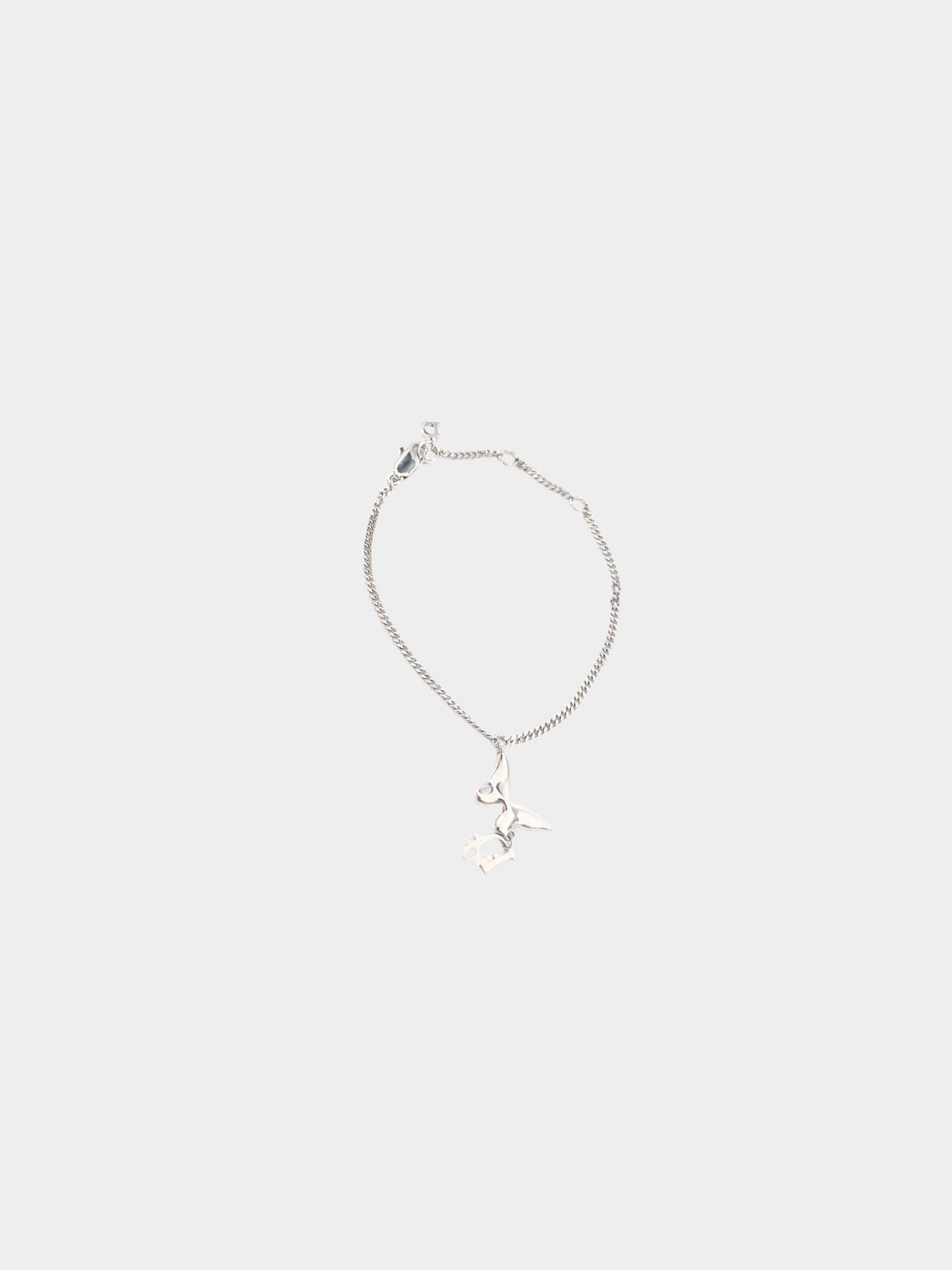 Christian Dior 2010s Silver Butterfly Logo Chain Bracelet
