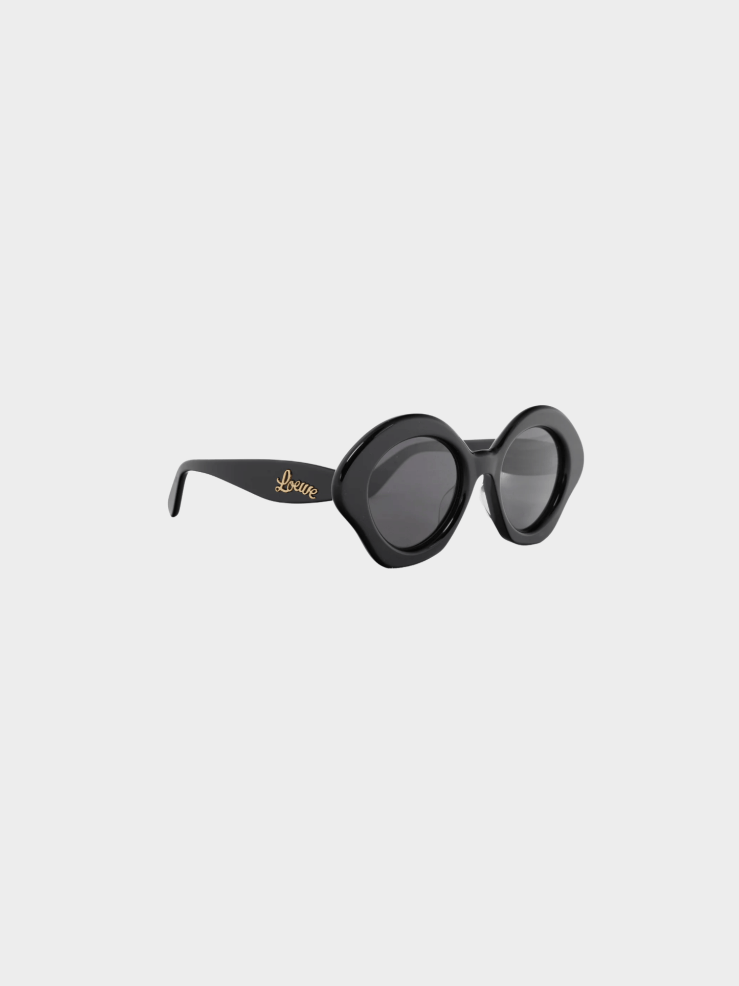Loewe 2020s Black and Smoke Logo-Temple Cat-Eye Sunglasses