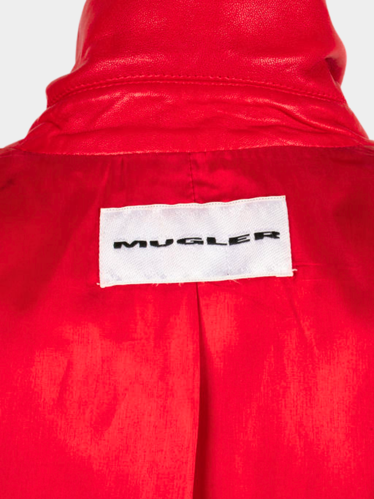Thierry Mugler 2000s Red leather bustier and jacket Blazer Set