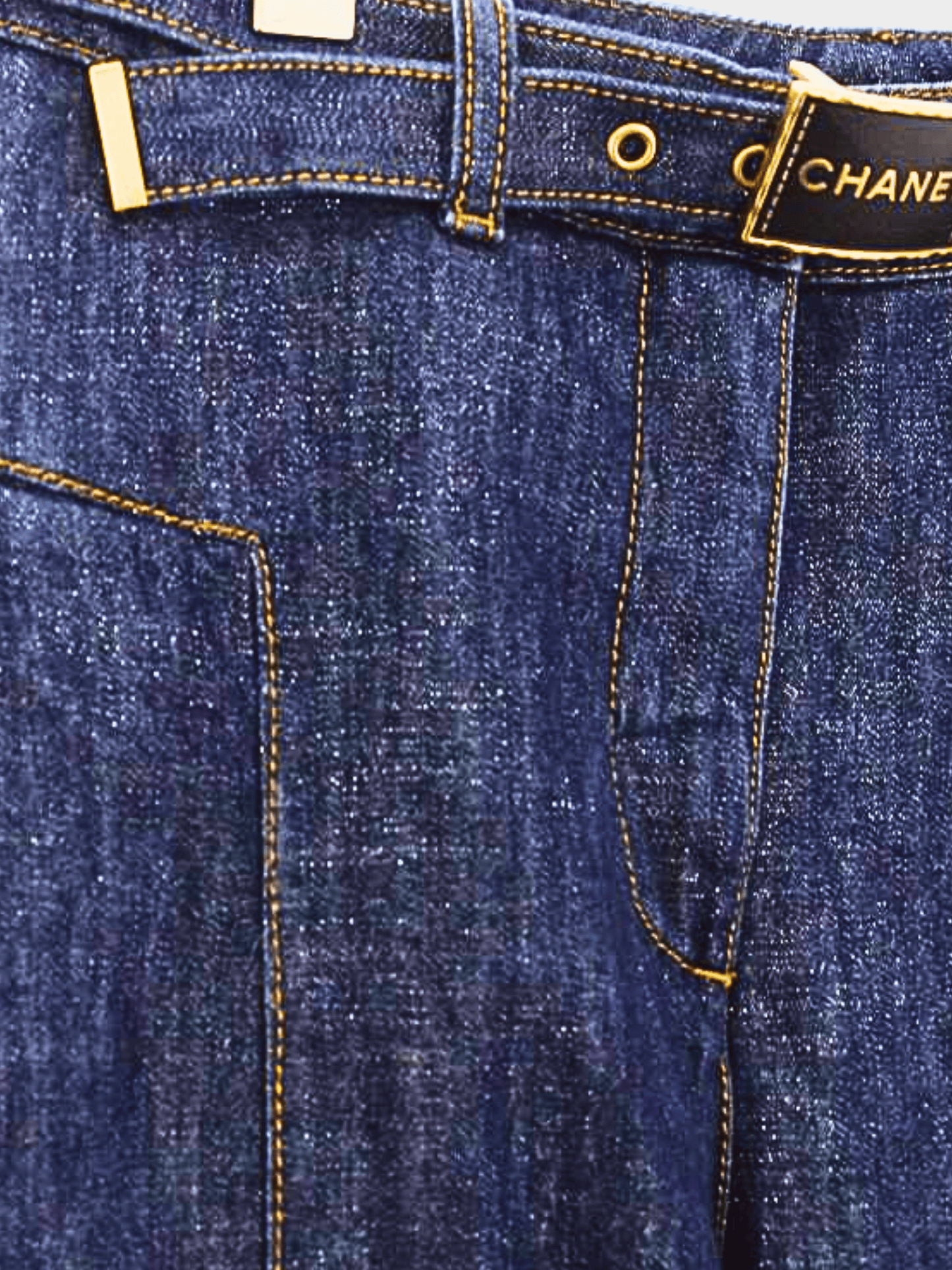 Chanel SS 2023 Blue Denim Wide Leg Jeans