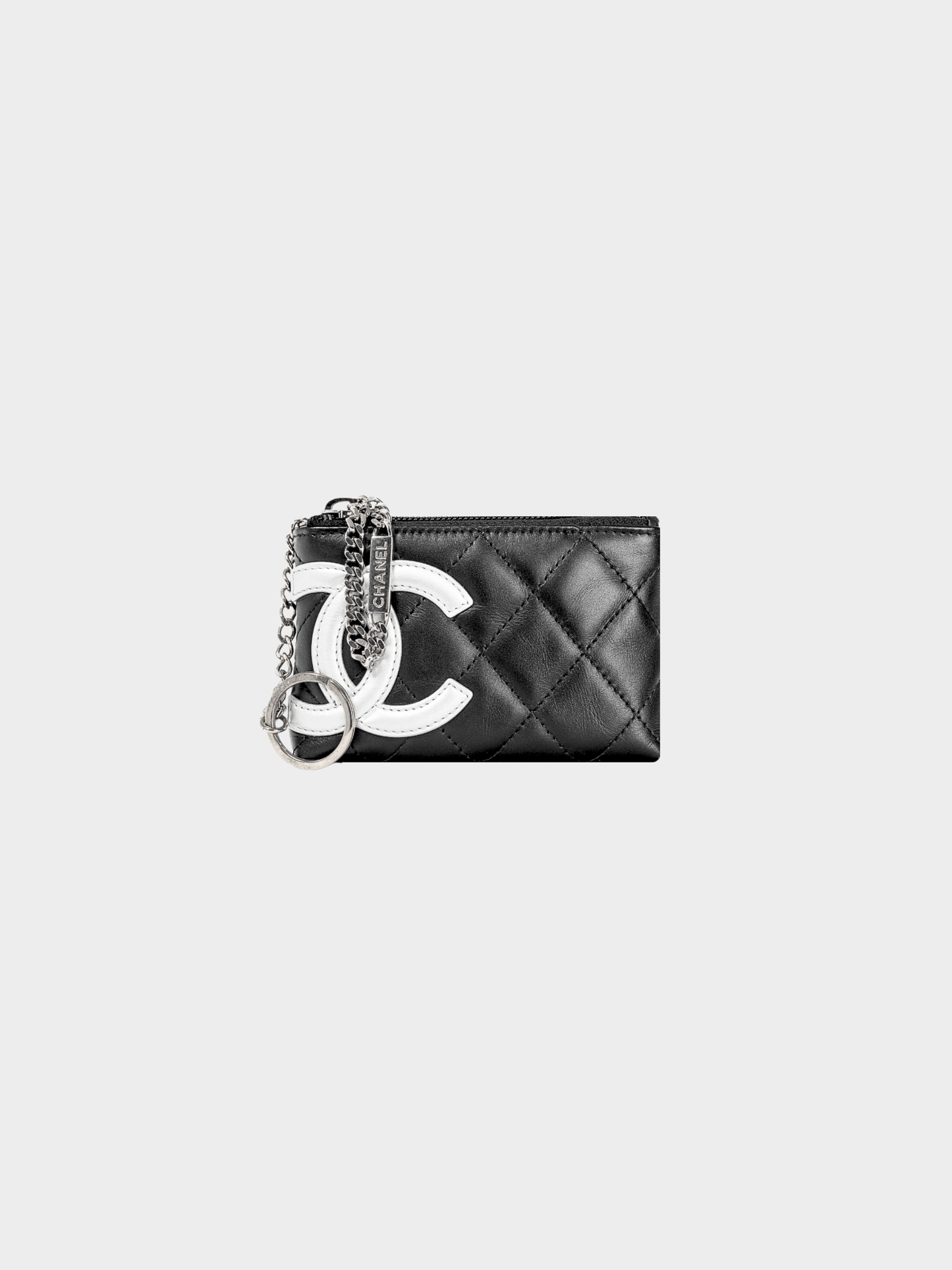 Chanel Cruise 2012 Black Noir & Argen Cambon CC Quilted Card Case