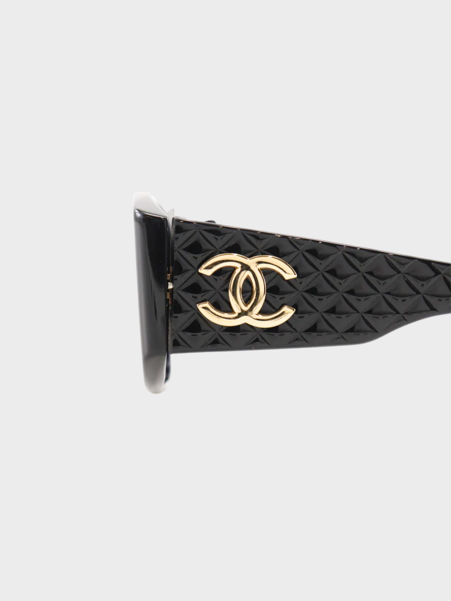 Chanel 2000s Black Coco Mark Matelasse Sunglasses