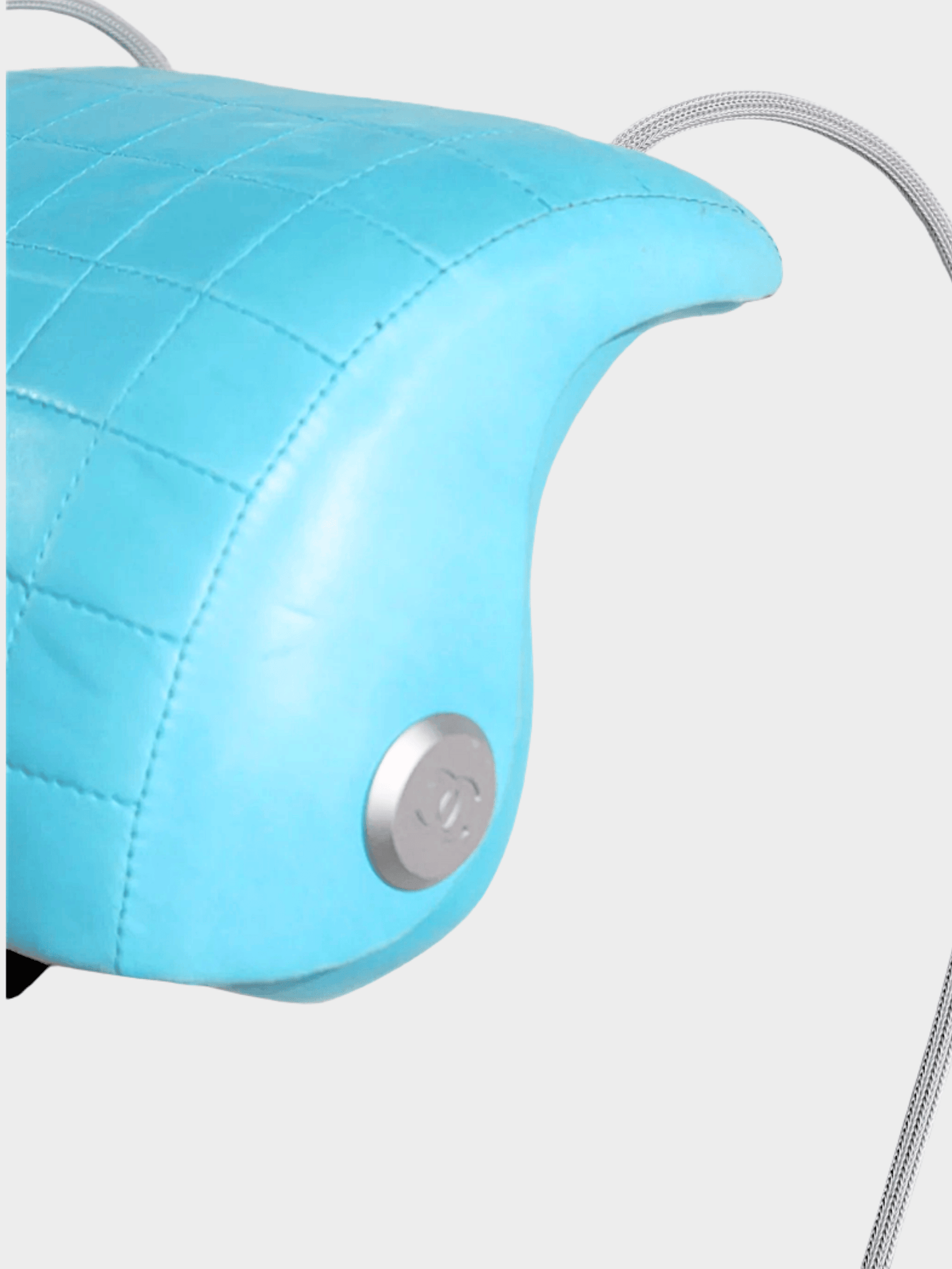 Chanel 1999 Rare Bum Aqua Blue Leather Shoulder Bag