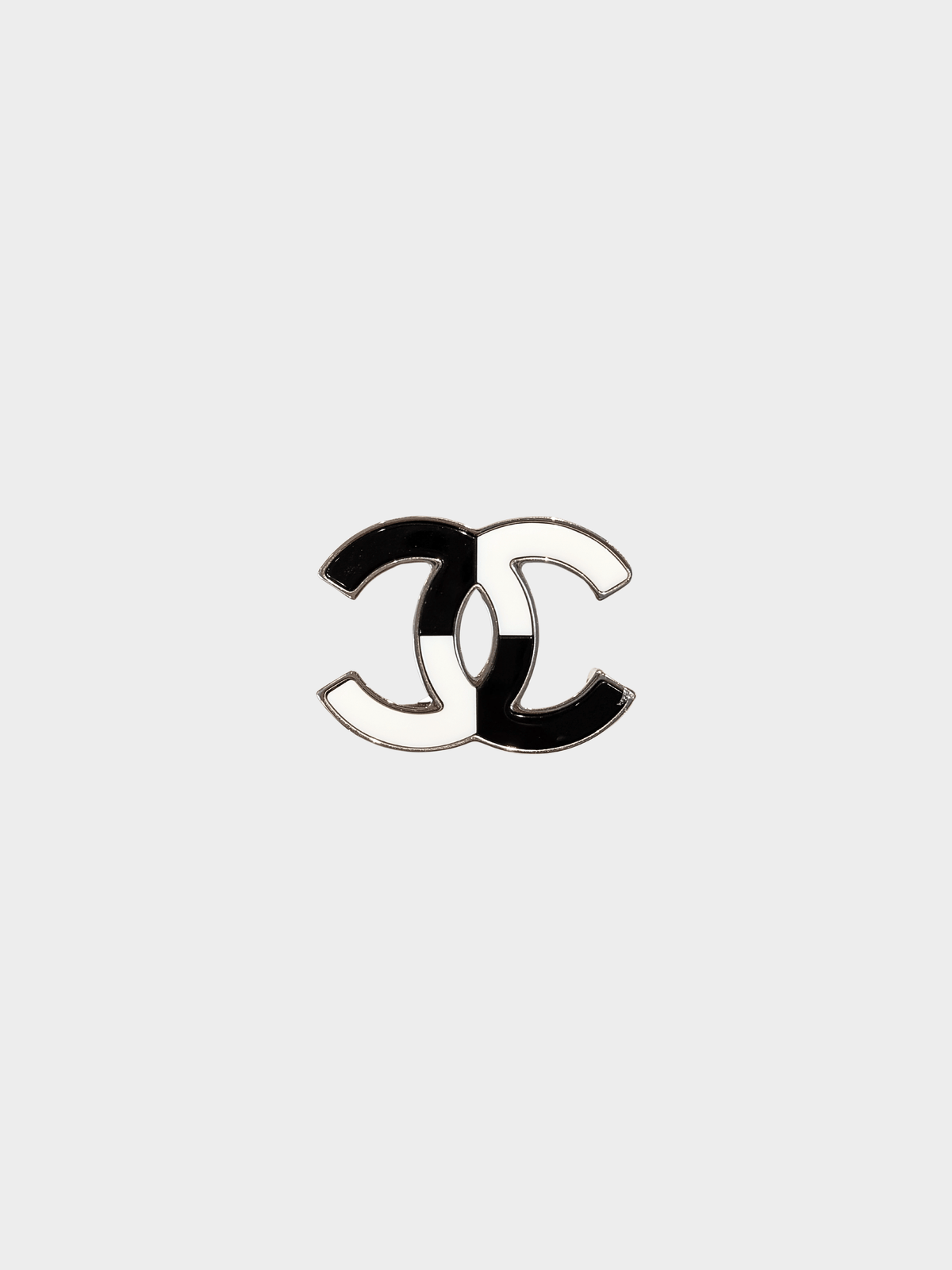 Chanel 2000s Black and White CC Brooch