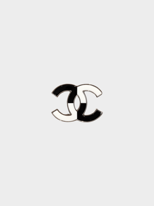 Chanel 2000s Black and White CC Brooch
