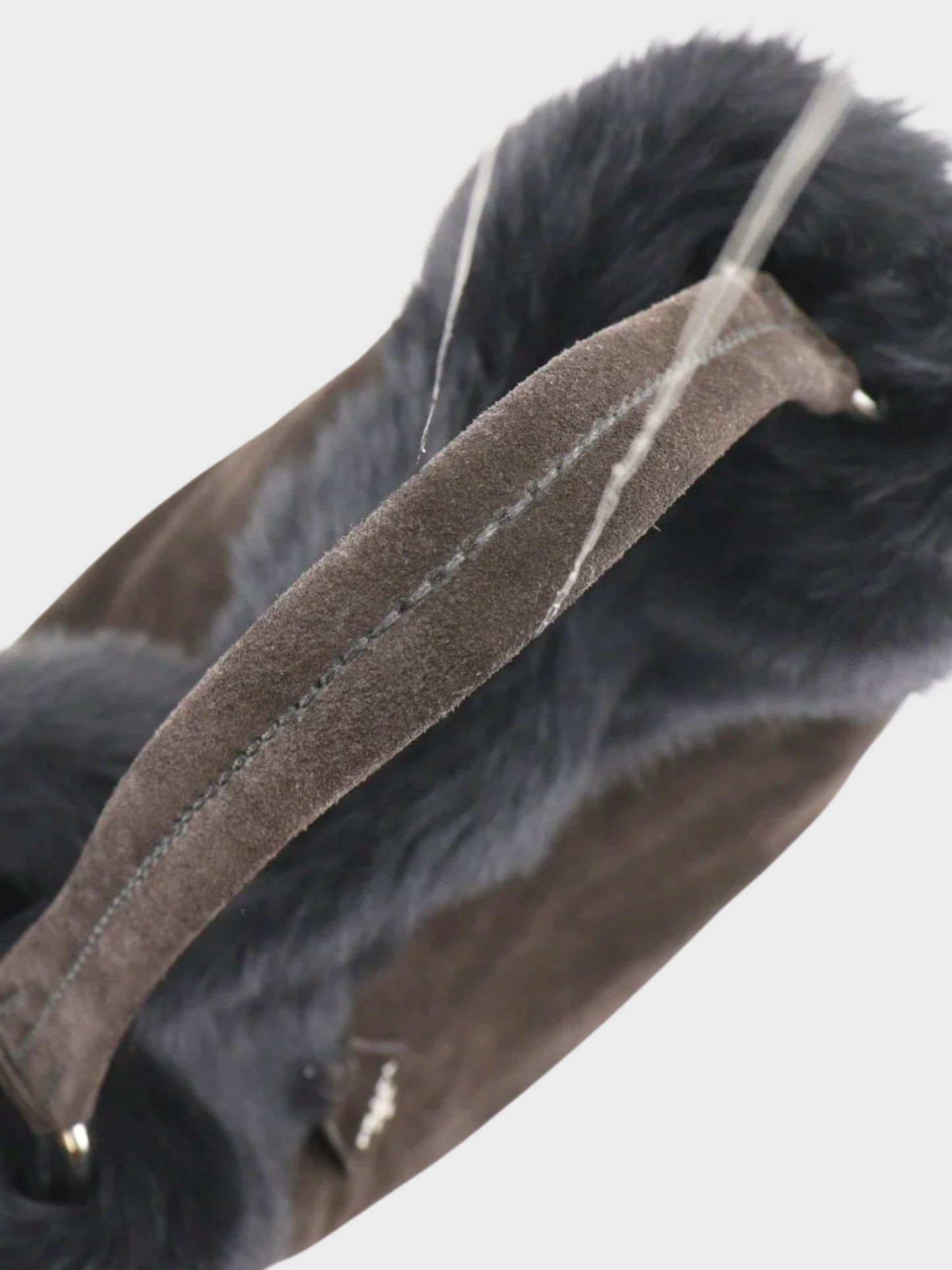 Prada 2000s Brown Suede Faux Fur Shoulder Bag