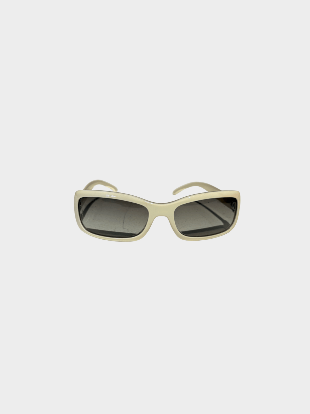 Chanel 2000s White CC Rectangle Sunglasses