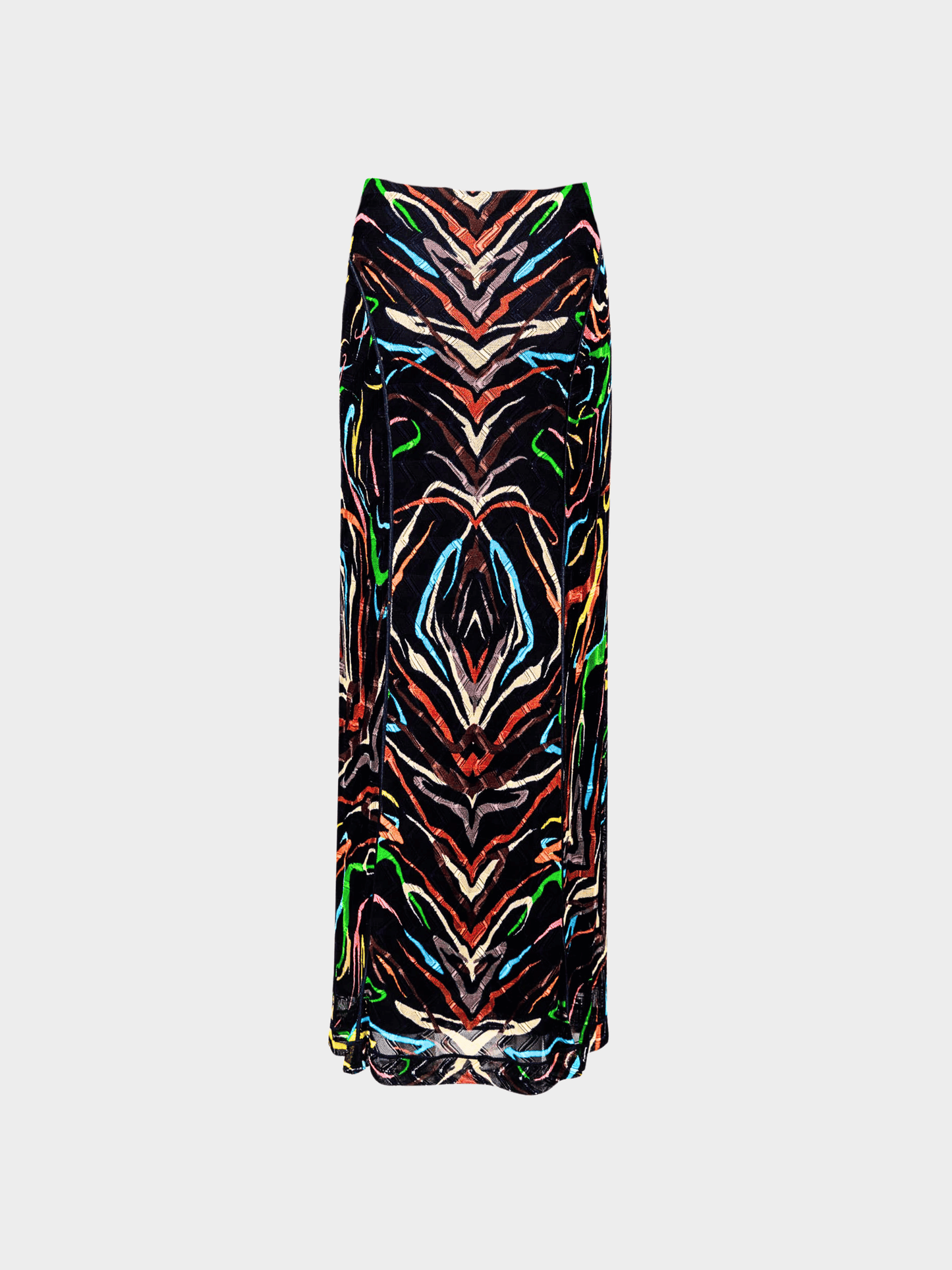 Missoni SS 2004 Black Abstract Knit Maxi Skirt