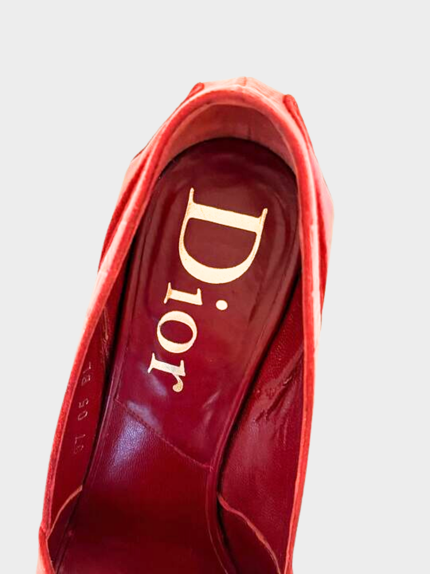 Christian Dior 2000s Red Snakeskin Ribbon Pumps